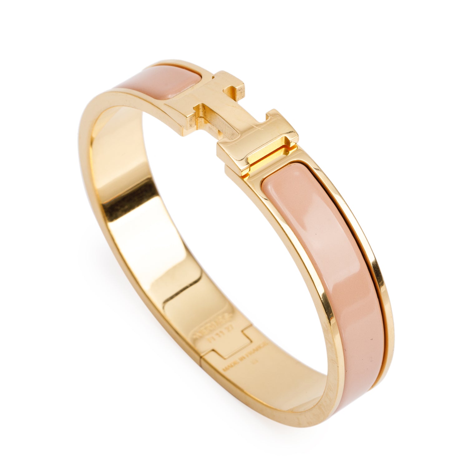 Hermes Gold Plated Beige Enamel 12 MM Clic H Bracelet
