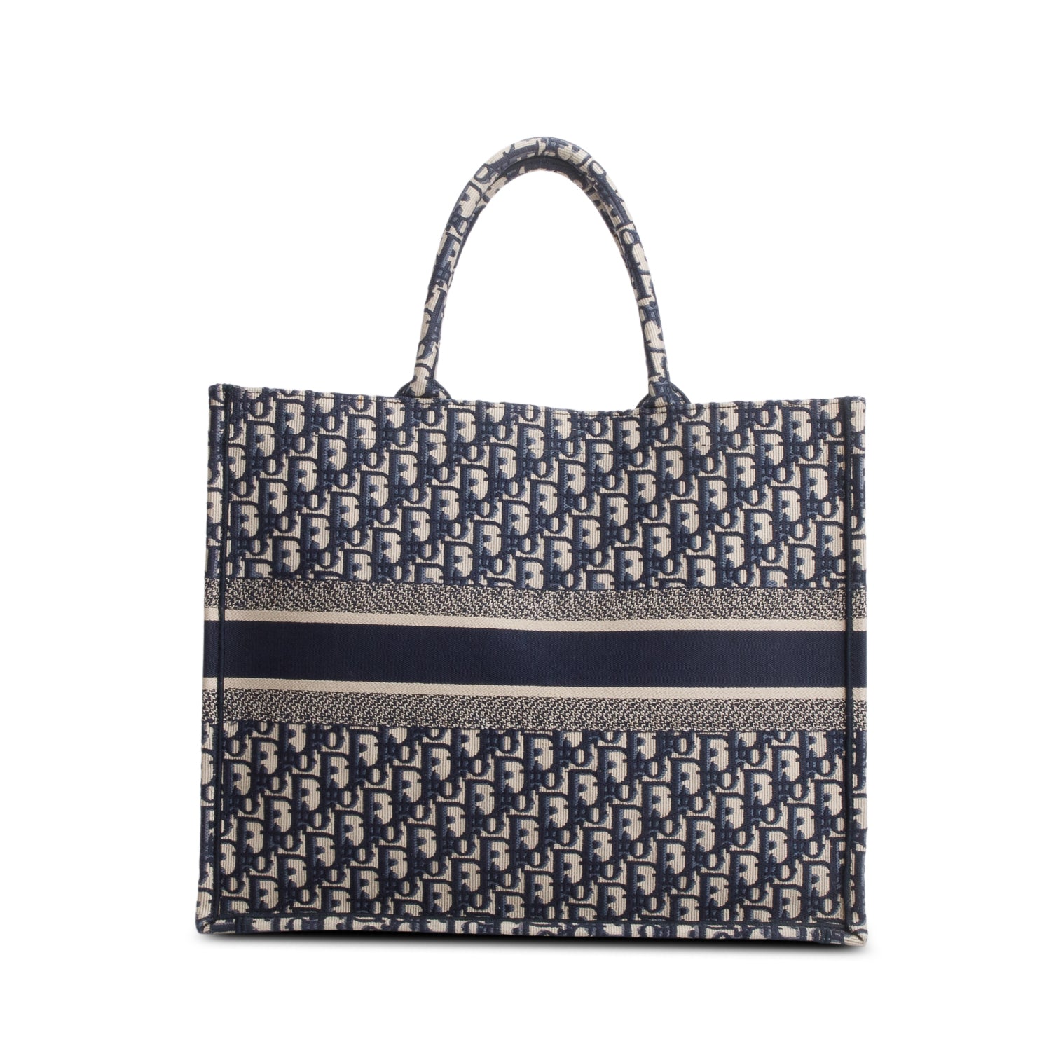 Christian Dior 2021 Ecru and Blue Oblique Large Book Tote w/ Receipt