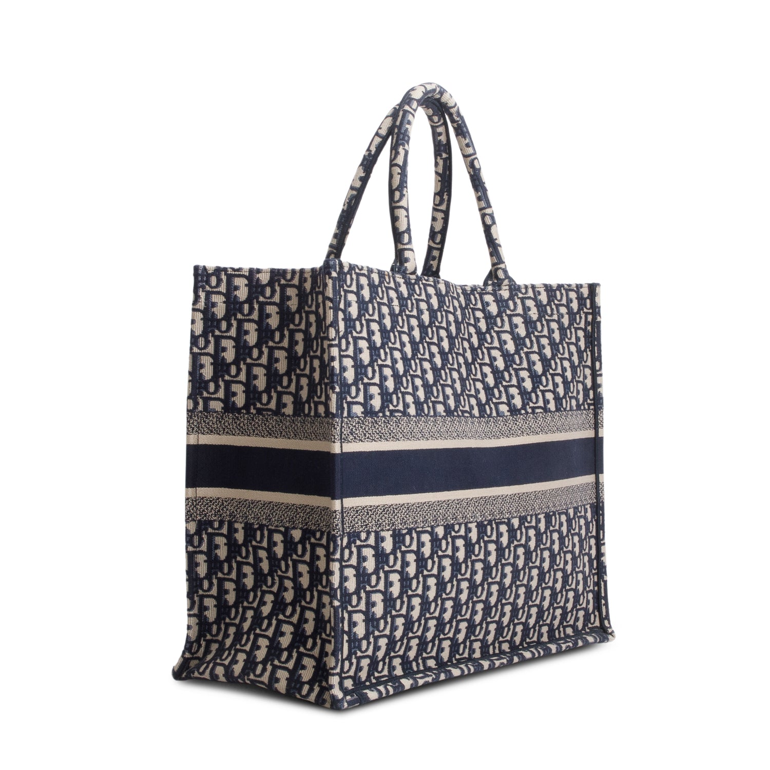 Christian Dior 2021 Ecru and Blue Oblique Large Book Tote w/ Receipt