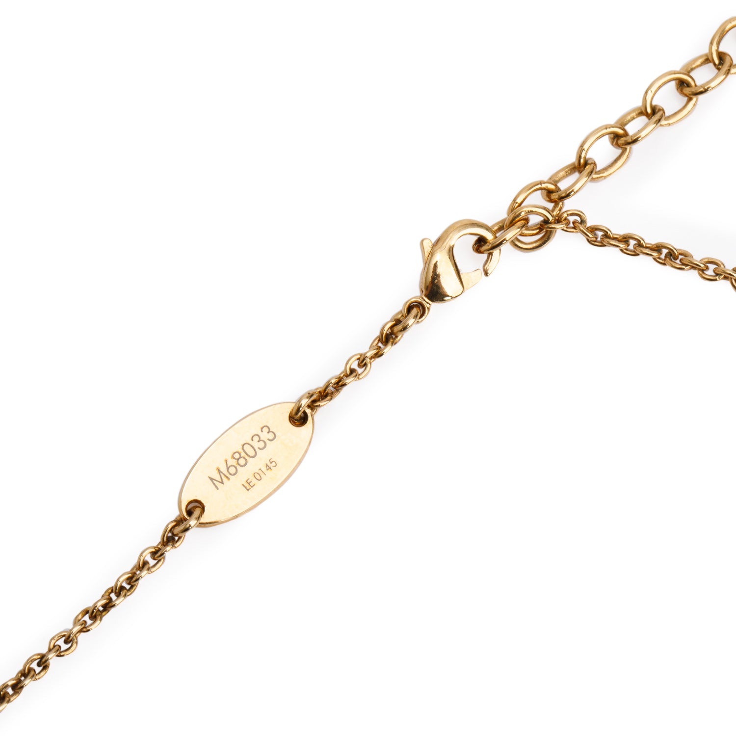 Louis Vuitton Gold Plated Crystal Essential V Pendant Necklace