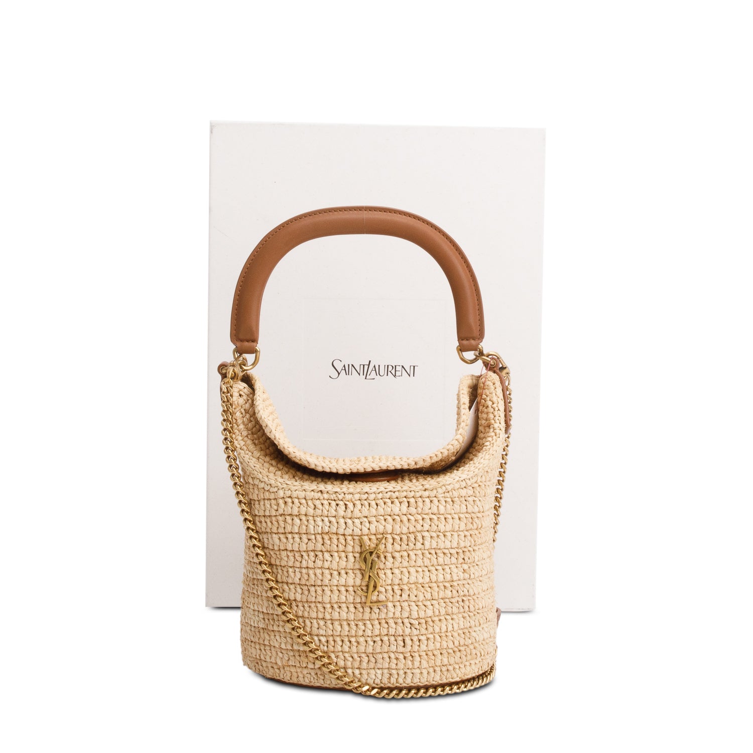 Saint Laurent 2025 Raffia Gaby Bucket Bag w/ Box & Strap
