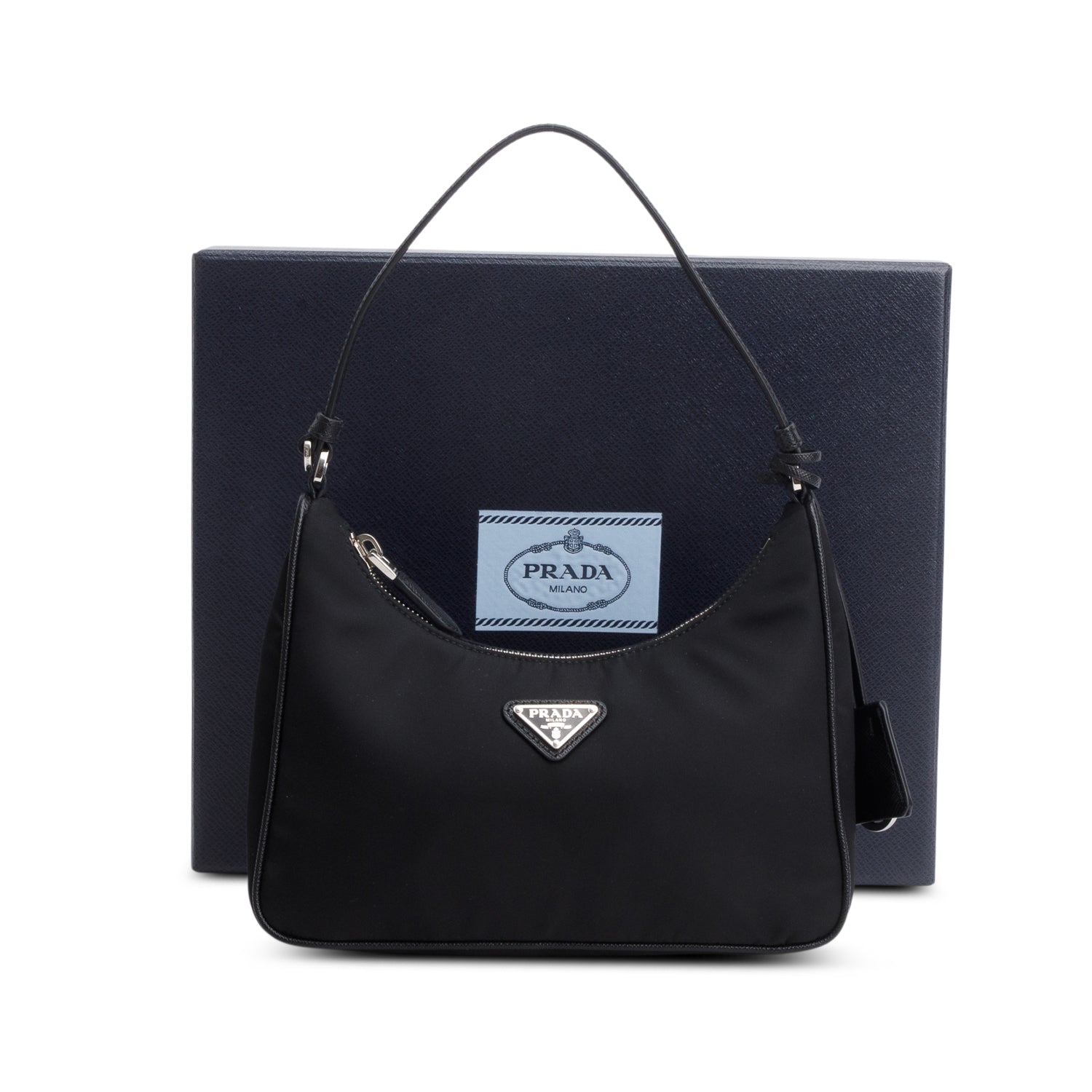 Prada Black Tessuto Nylon Saffiano Mini Re-Edition 2005 Bag w/ Box