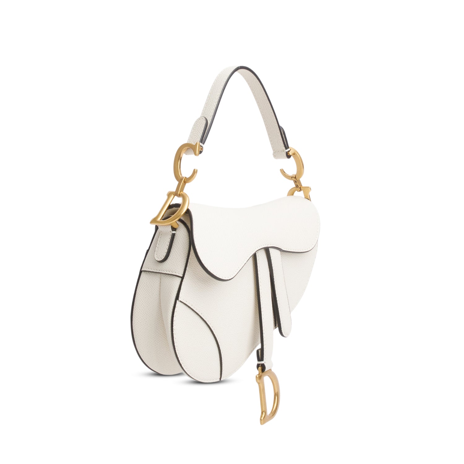 Christian Dior 2021 White Grained Calfskin Mini Saddle Bag