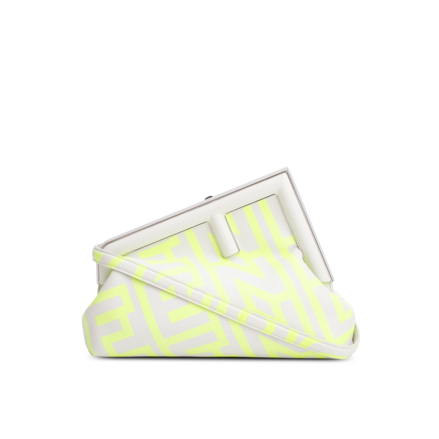 Fendi x Marc Jacobs 2023 Grey/Neon Green Vitello Logo Print Fendi First w/ Strap
