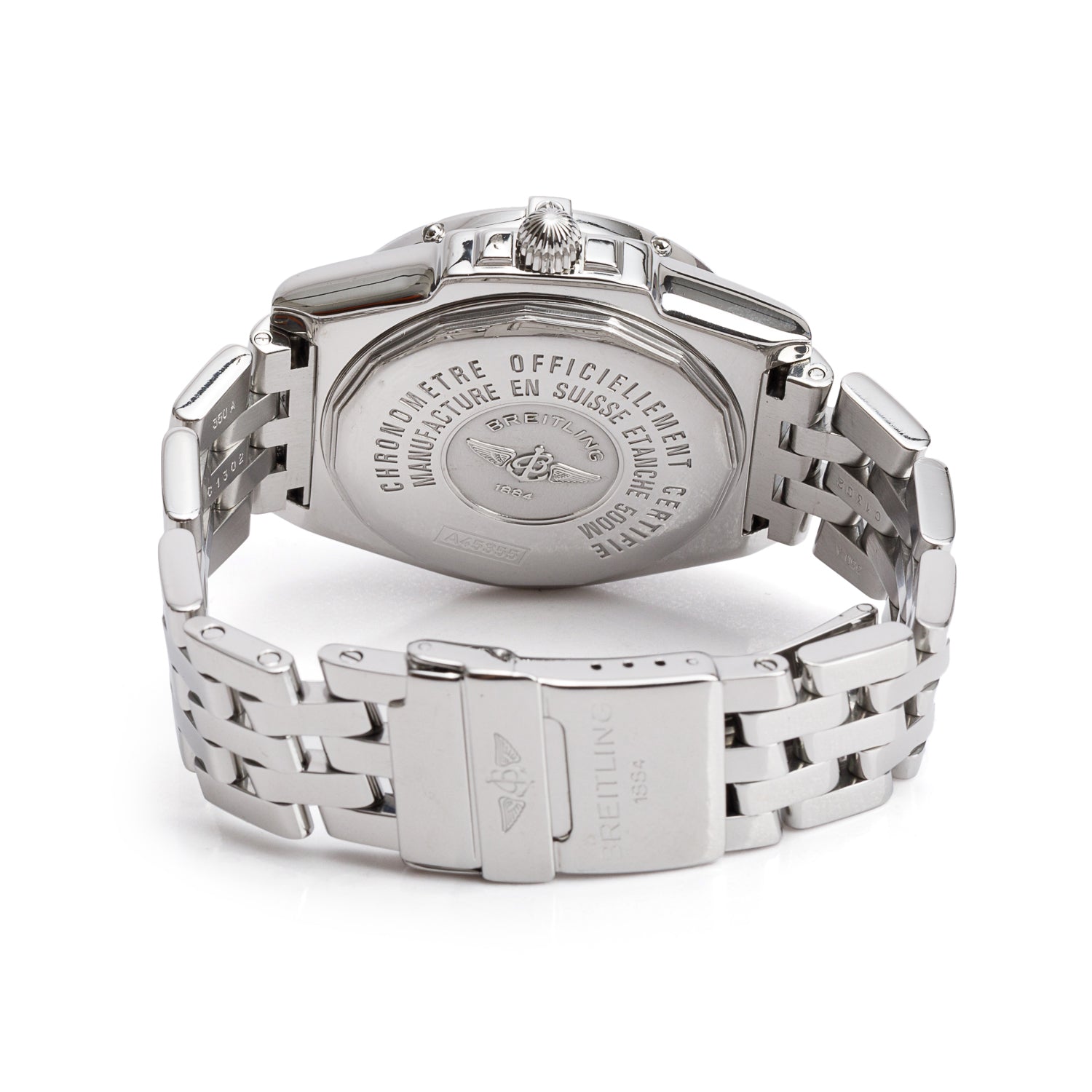 Breitling Stainless Steel Headwind Day-Date 42 MM Automatic Watch Silver Dial A45355