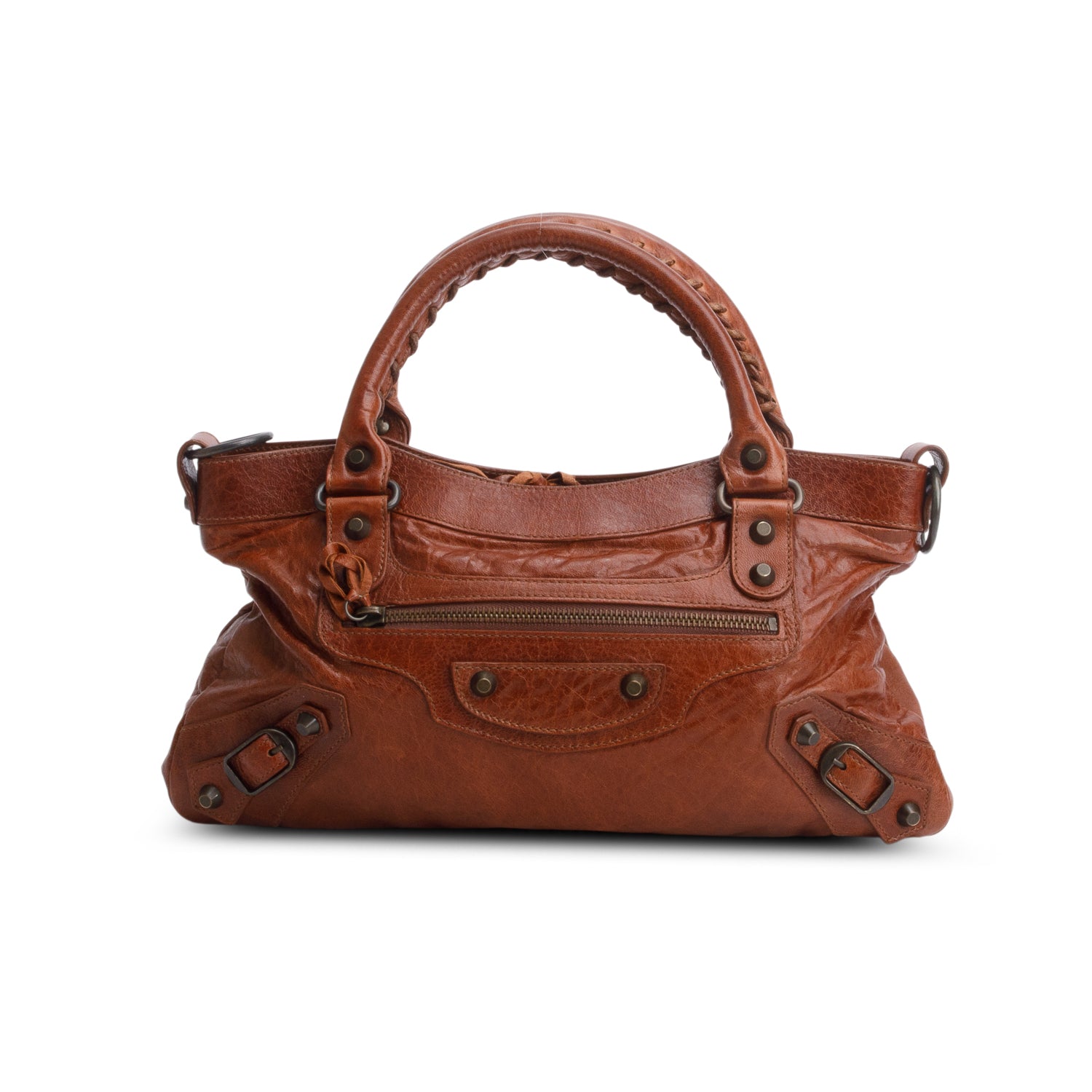 Balenciaga Brown Agneau Arena Classic Hardware Le City First Bag w/ Strap