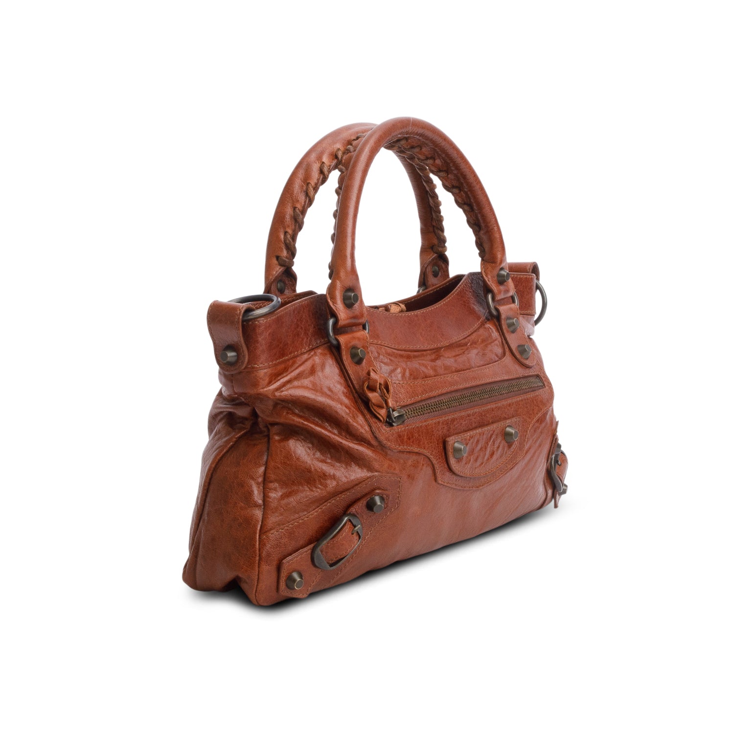 Balenciaga Brown Agneau Arena Classic Hardware Le City First Bag w/ Strap