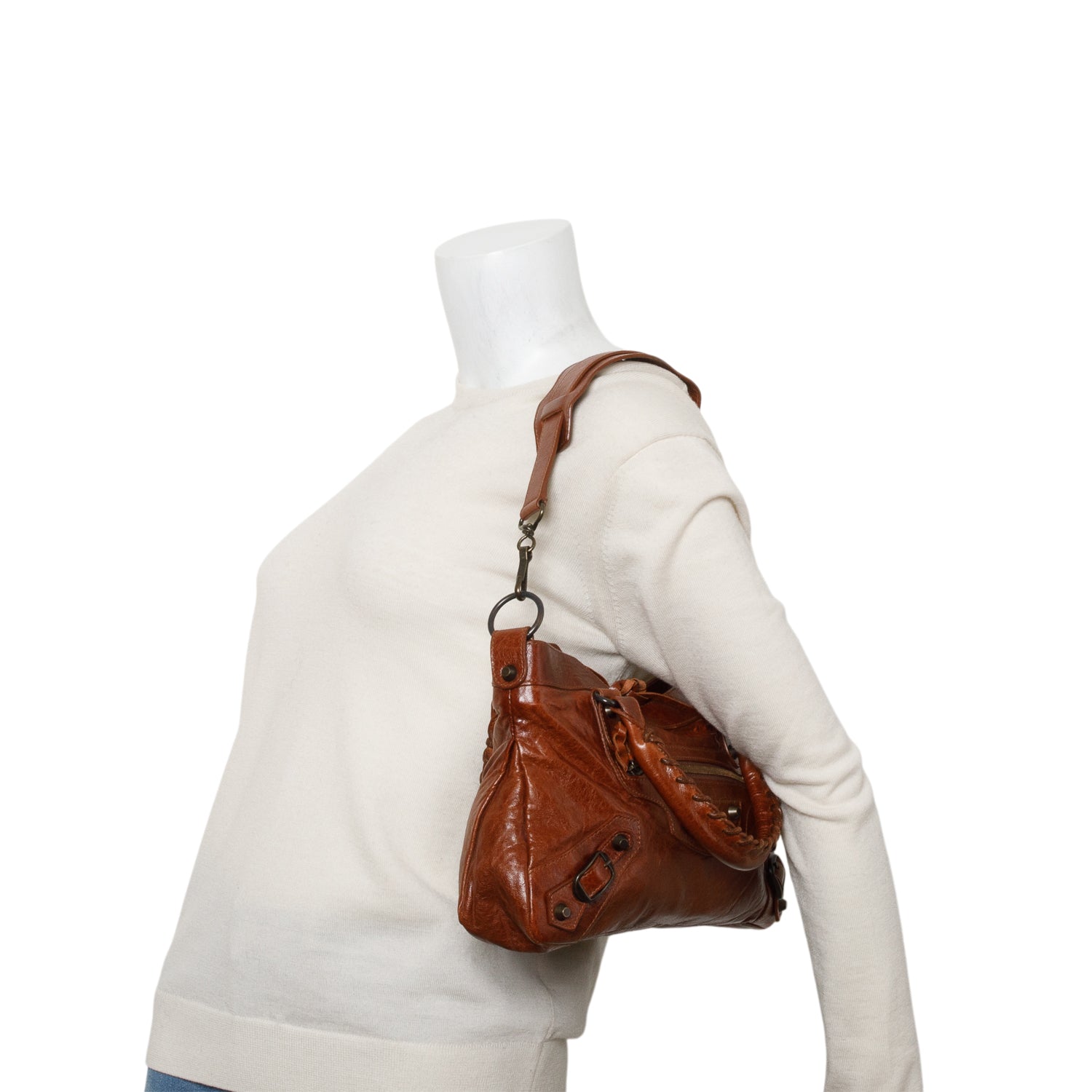 Balenciaga Brown Agneau Arena Classic Hardware Le City First Bag w/ Strap