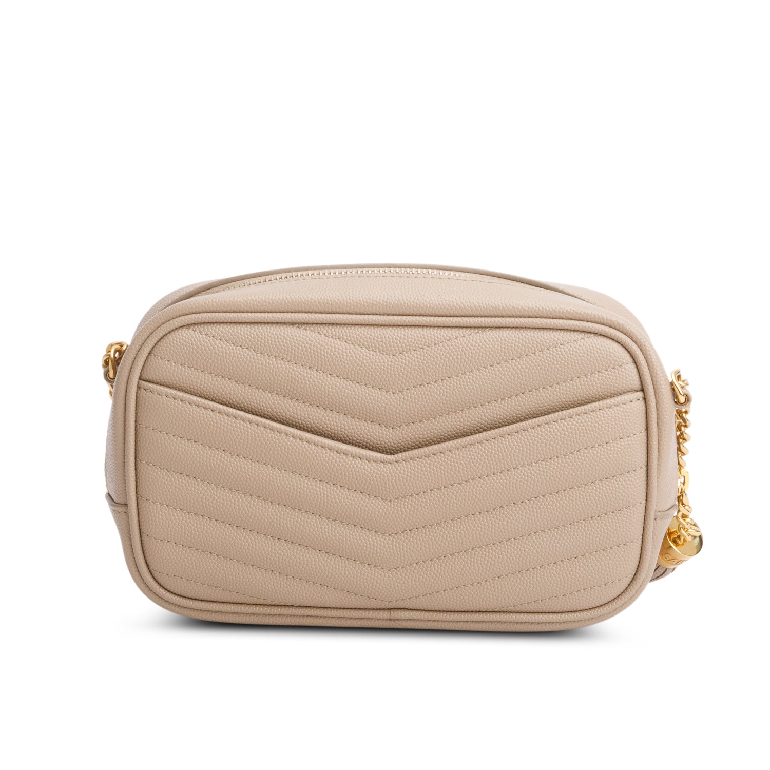 Saint Laurent 2022 Beige Grain de Poudre Matelasse Mini Lou Camera Bag w/ Box