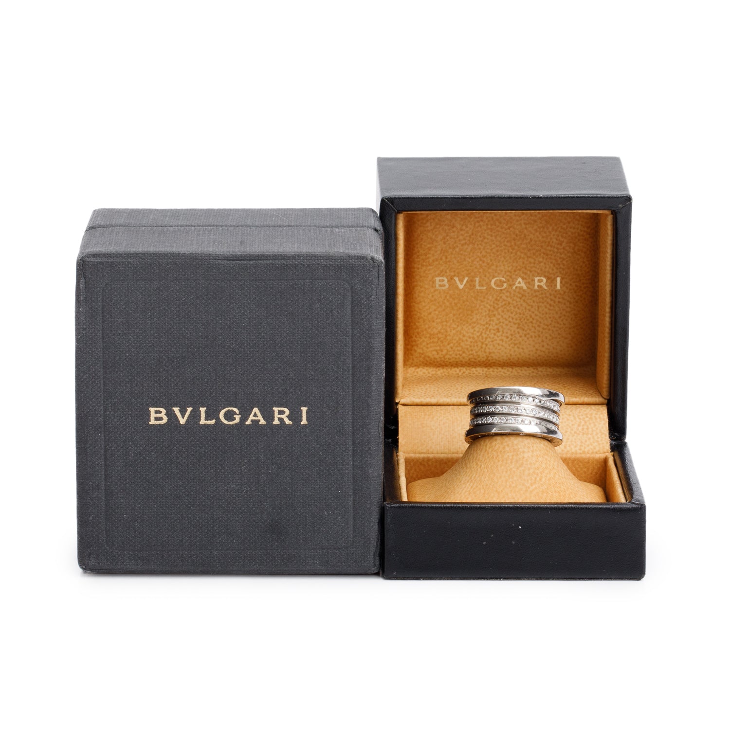 BVLGARI 18k White Gold Diamond B.Zero1 Ring, Size 53 6.5 w/ Box