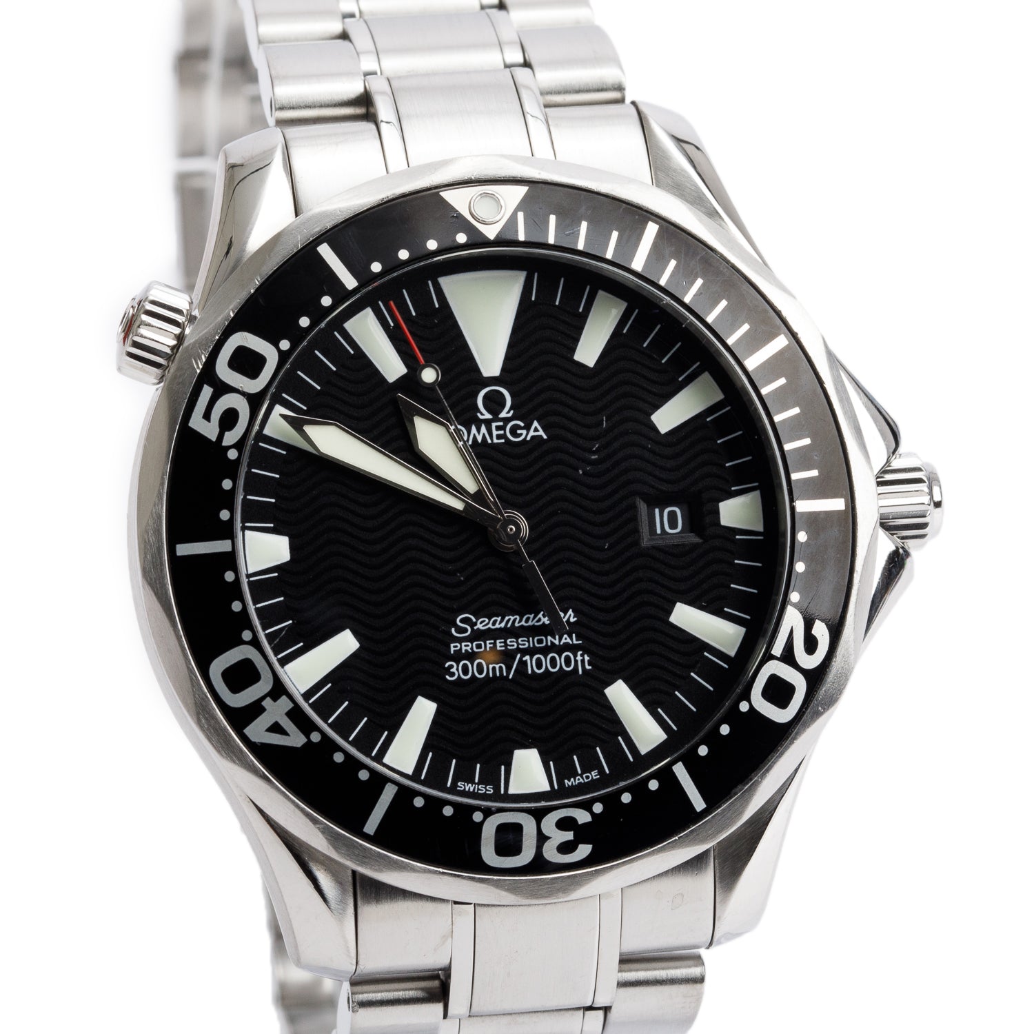 Omega Stainless Steel Seamaster Professional 300M 41 MM Quartz Watch Black Dial