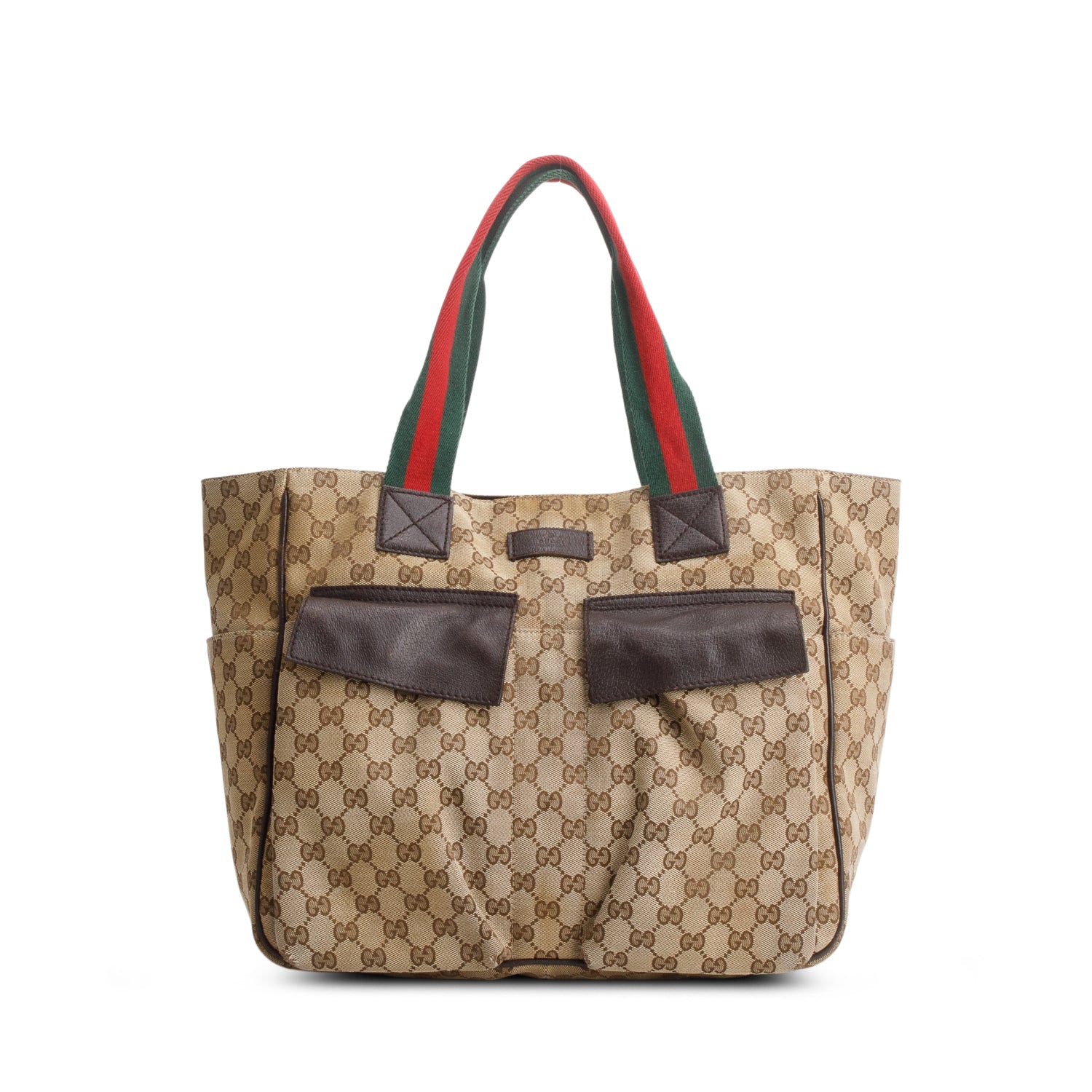Gucci GG Monogram Medium Web Handle Double Pocket Tote