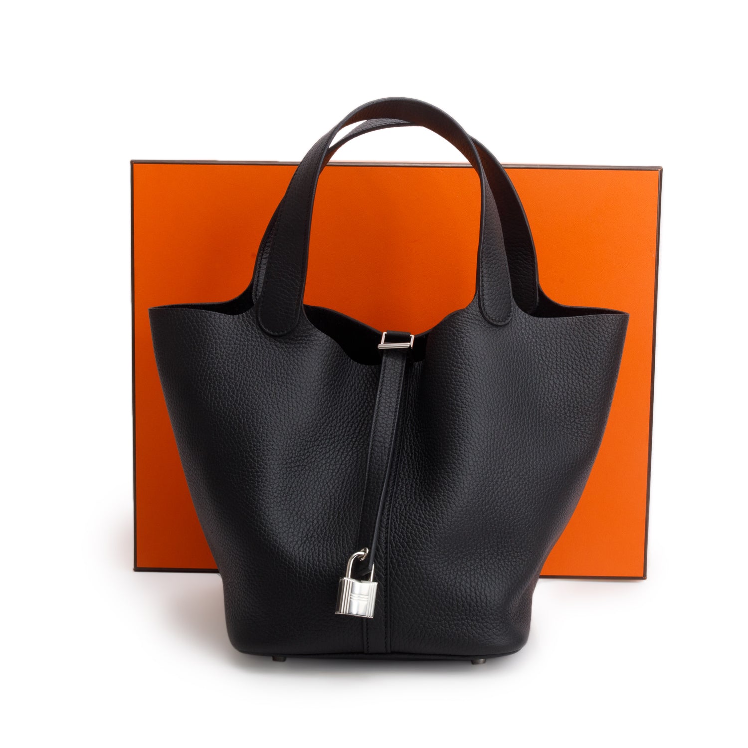Hermes 2025 Noir Taurillon Clemence Picotin Lock 22 w/ Box