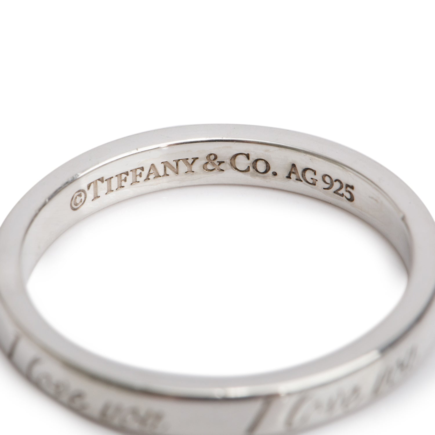 Tiffany & Co. Sterling Silver Notes "I Love You" Ring, Size 7