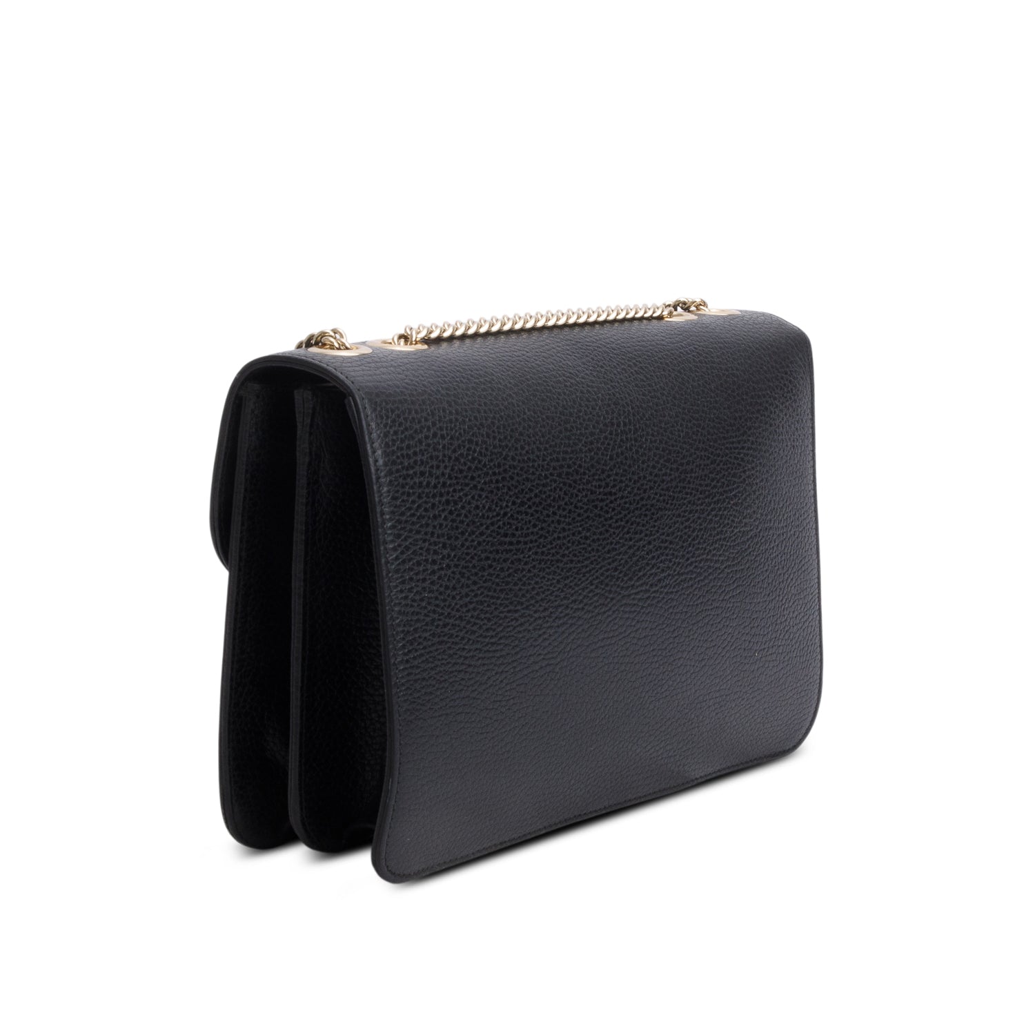 Gucci Black Calfskin Leather Medium Dollar Interlocking GG Shoulder Bag