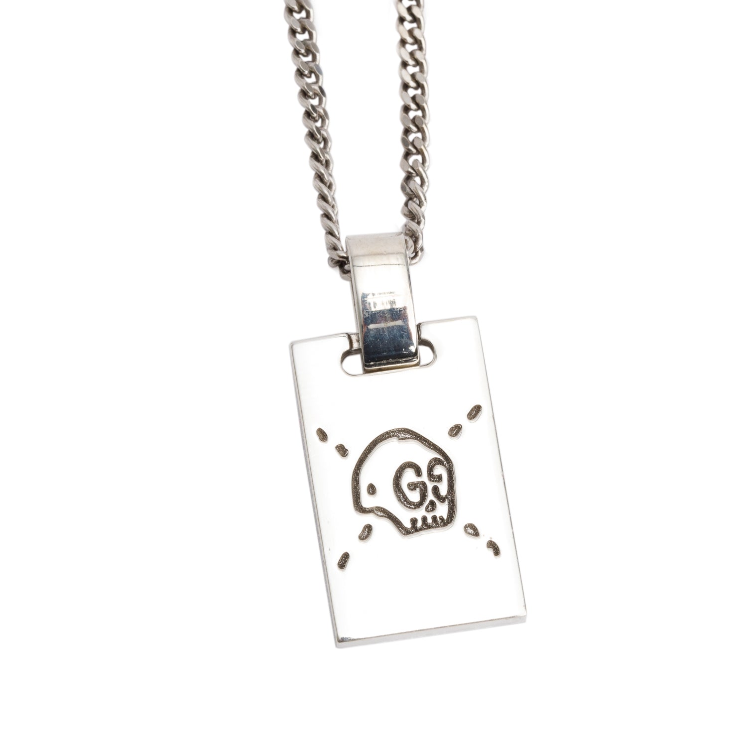 Gucci Sterling Silver Ghost Pendant Necklace w/ Box