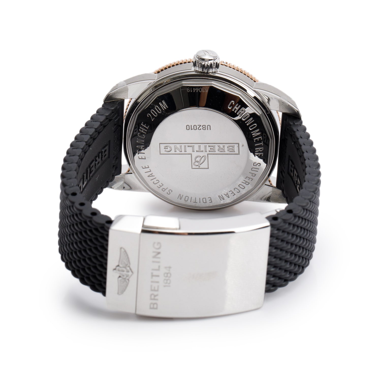 Breitling Stainless Steel & 18k Rose Gold Superocean Heritage B20 42 MM Automatic Watch Black Dial UB2010 w/ Box & Papers