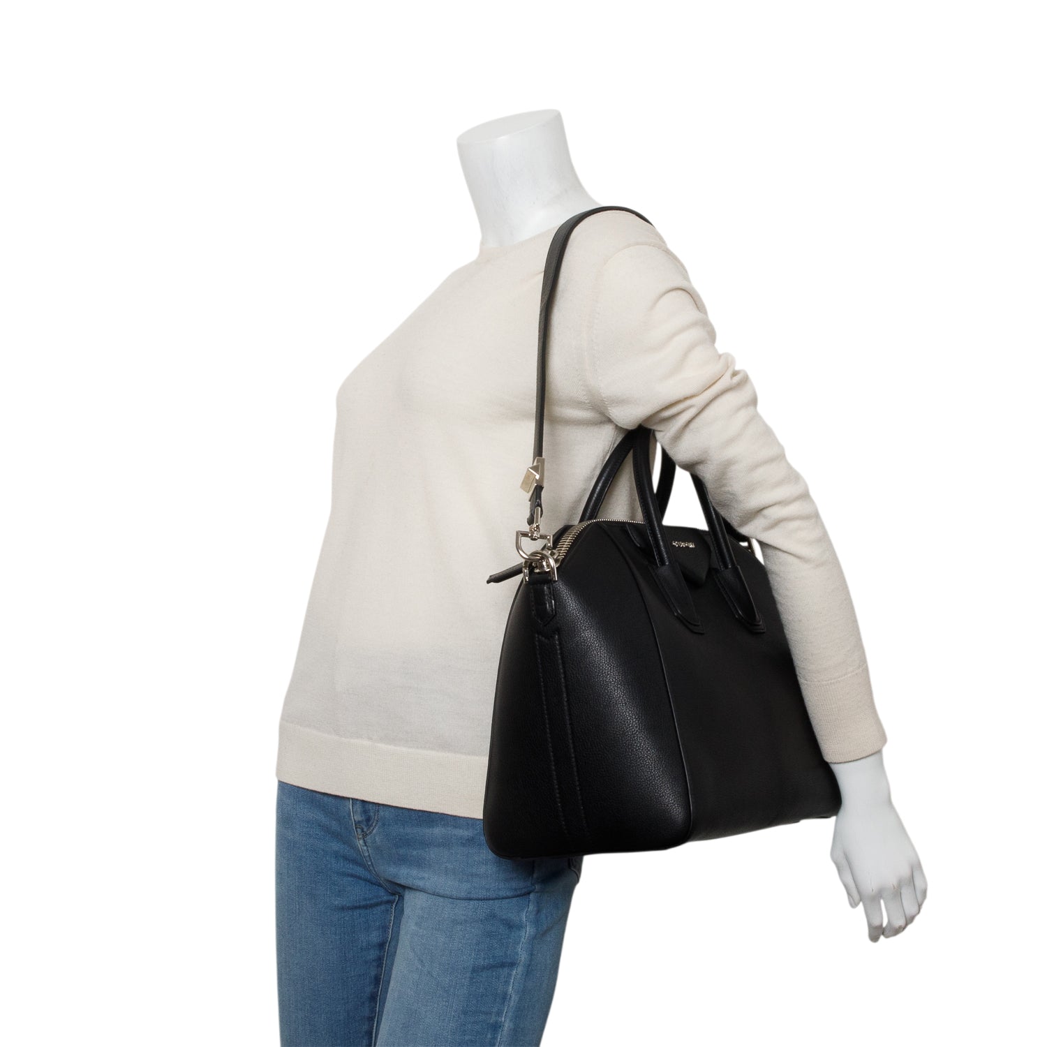 Givenchy Black Calfskin Leather Medium Antigona w/ Strap