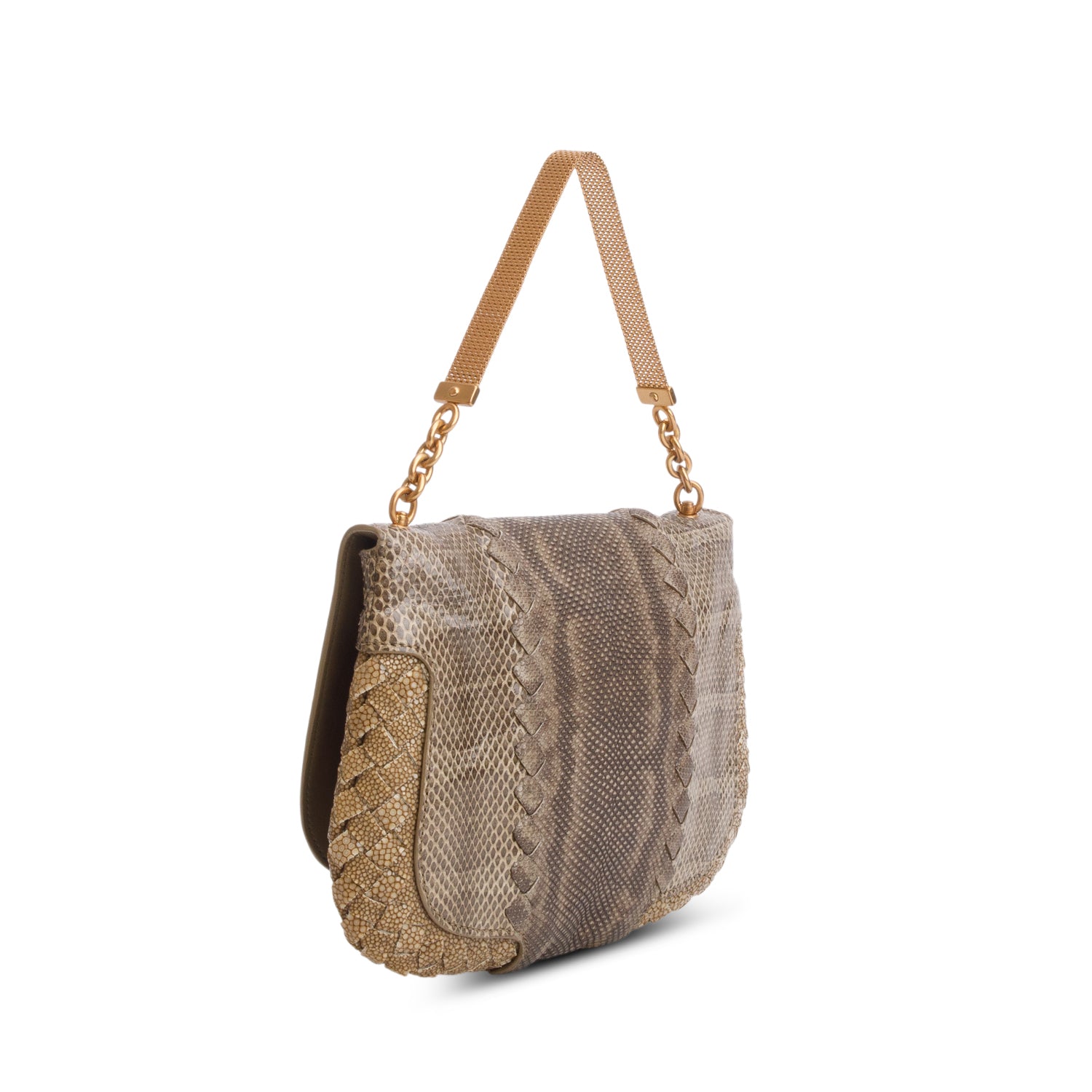 Bottega Veneta Green Snakeskin Intrecciato Mini Bag