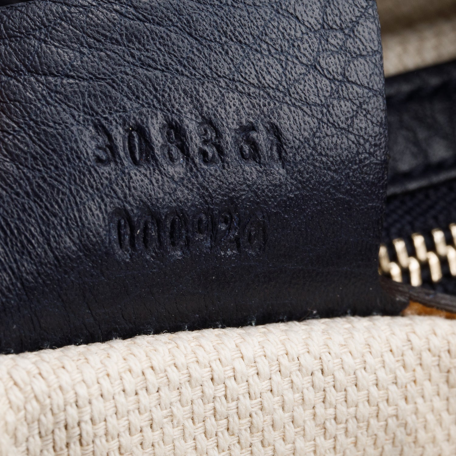 Gucci Navy Pebbled Calfskin Small Soho Hobo Bag