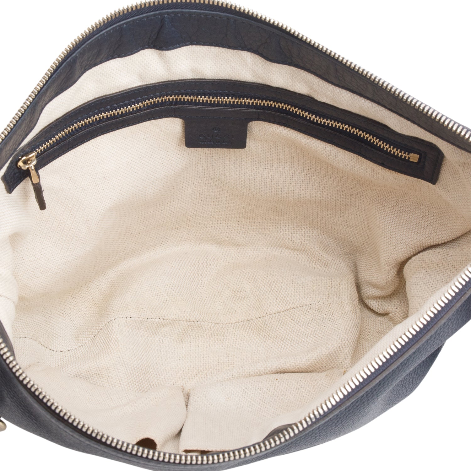 Gucci Navy Pebbled Calfskin Small Soho Hobo Bag