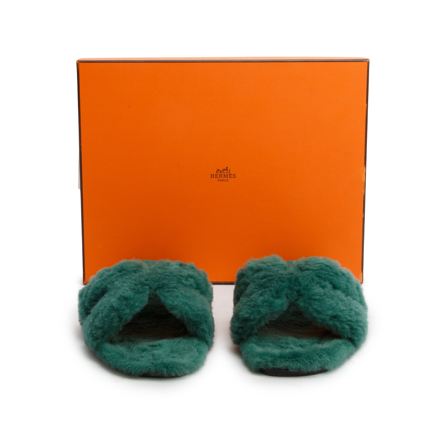 Hermes Vert Anglais Peau Lainee Mer Oran Sandals, Women's Size 38 w/ Box