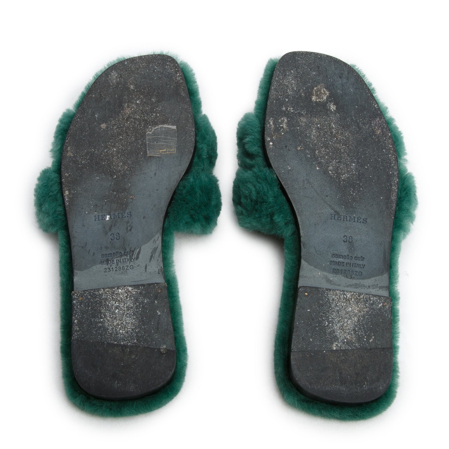 Hermes Vert Anglais Peau Lainee Mer Oran Sandals, Women's Size 38 w/ Box