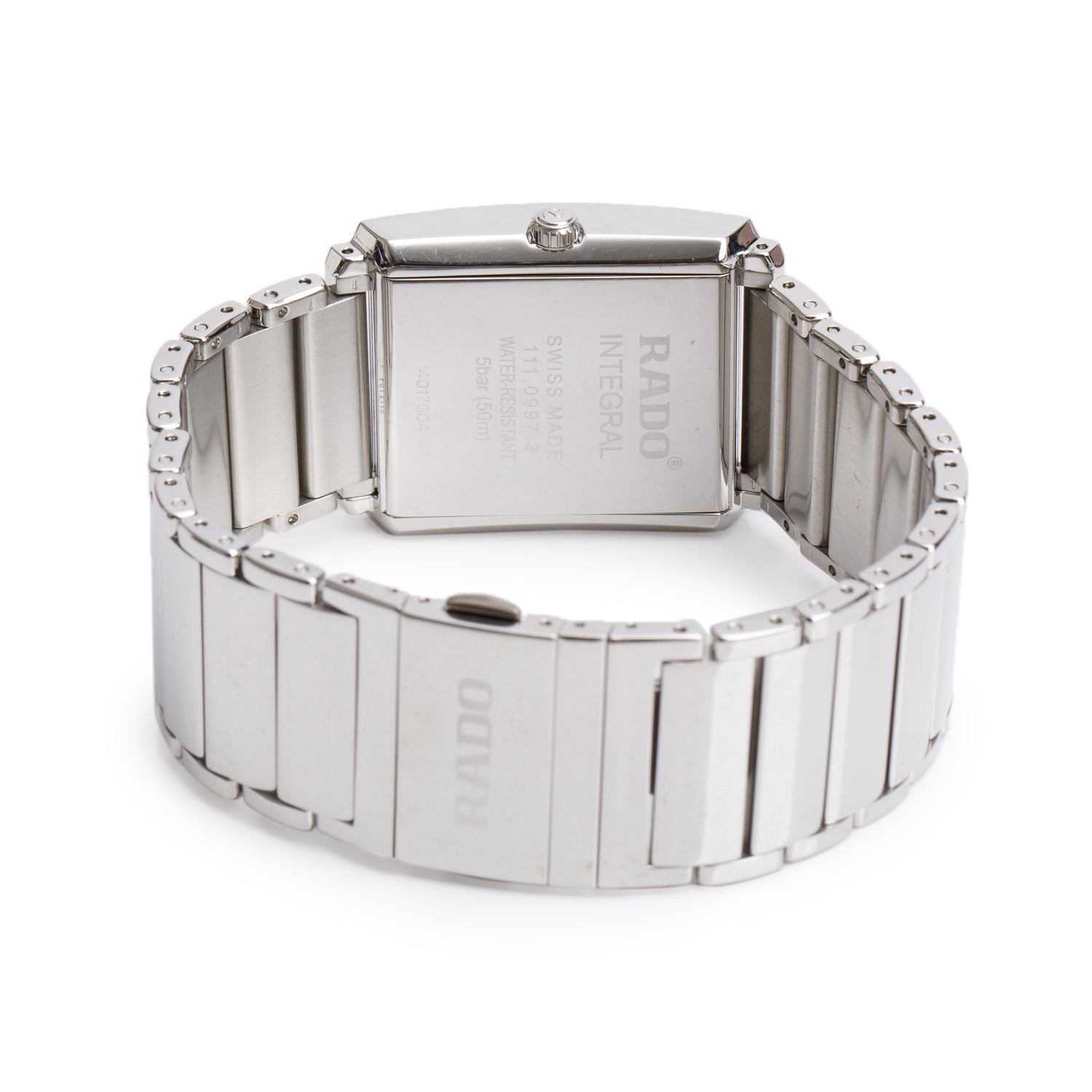 Rado Stainless Steel Integral Quartz Watch Black Diamond Dial
