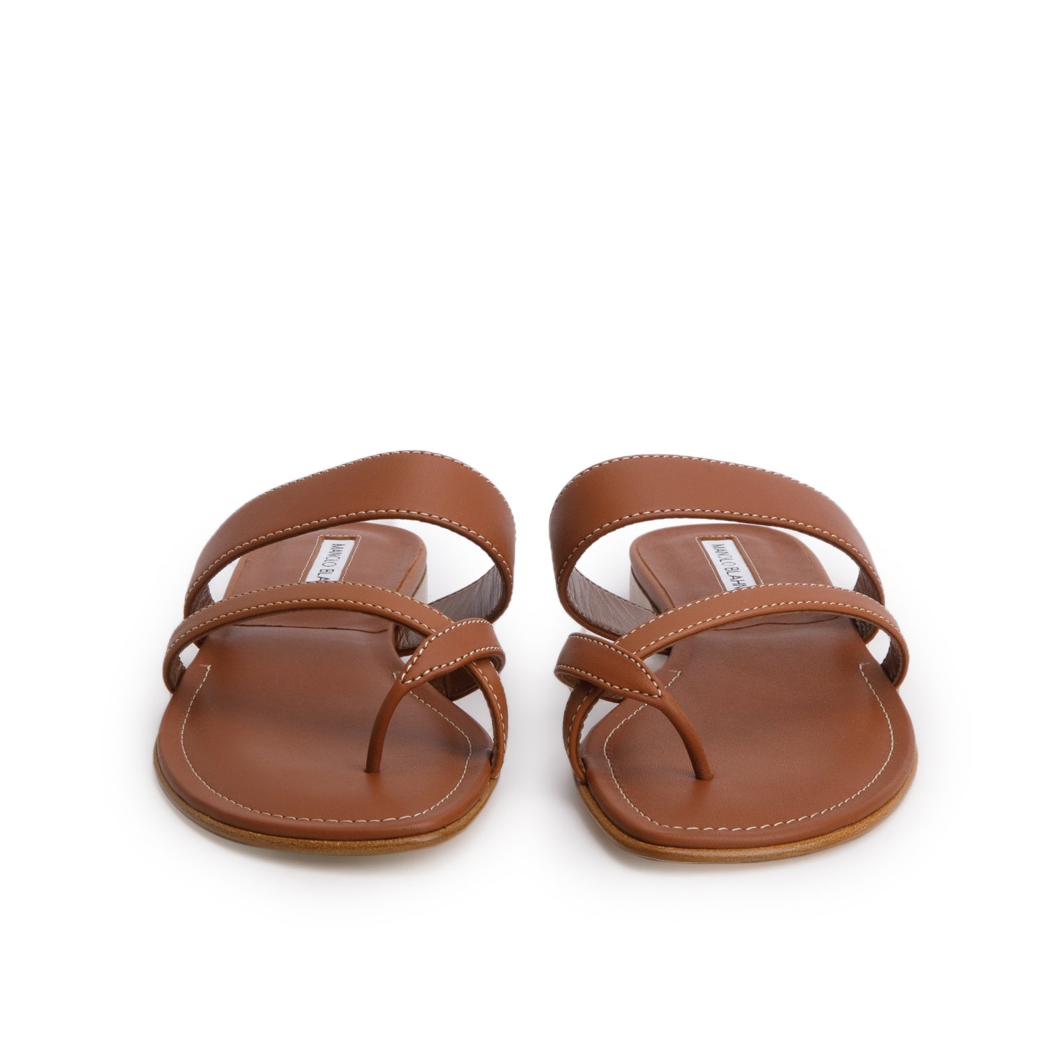 Manolo Blahnik Brown Calf Leather Susacru Crossover Sandals, Women's Size 38 w/ Box