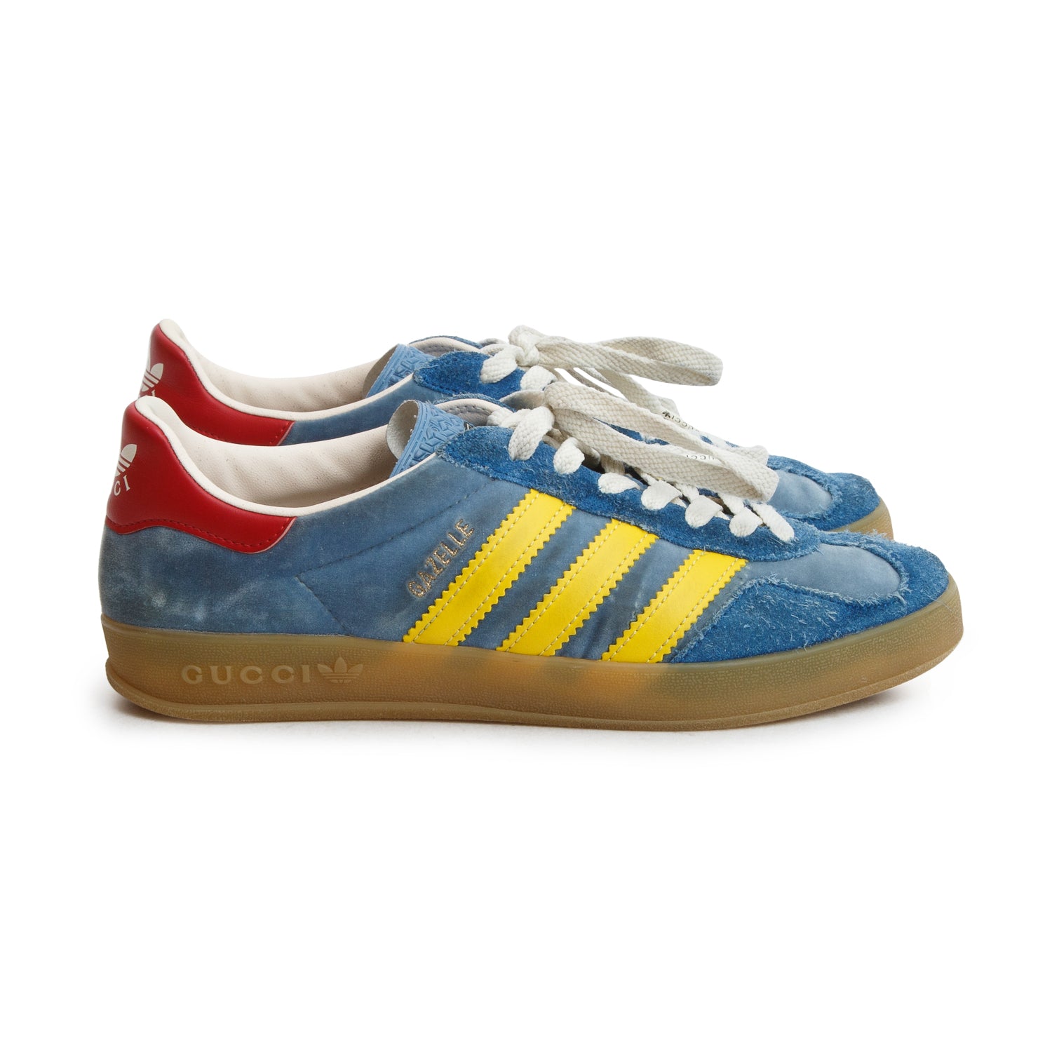 Gucci x Adidas Blue Softy Velvet Suede Madeira Demetra Gazelle Sneakers, Women's Size 6.5 w/ Box