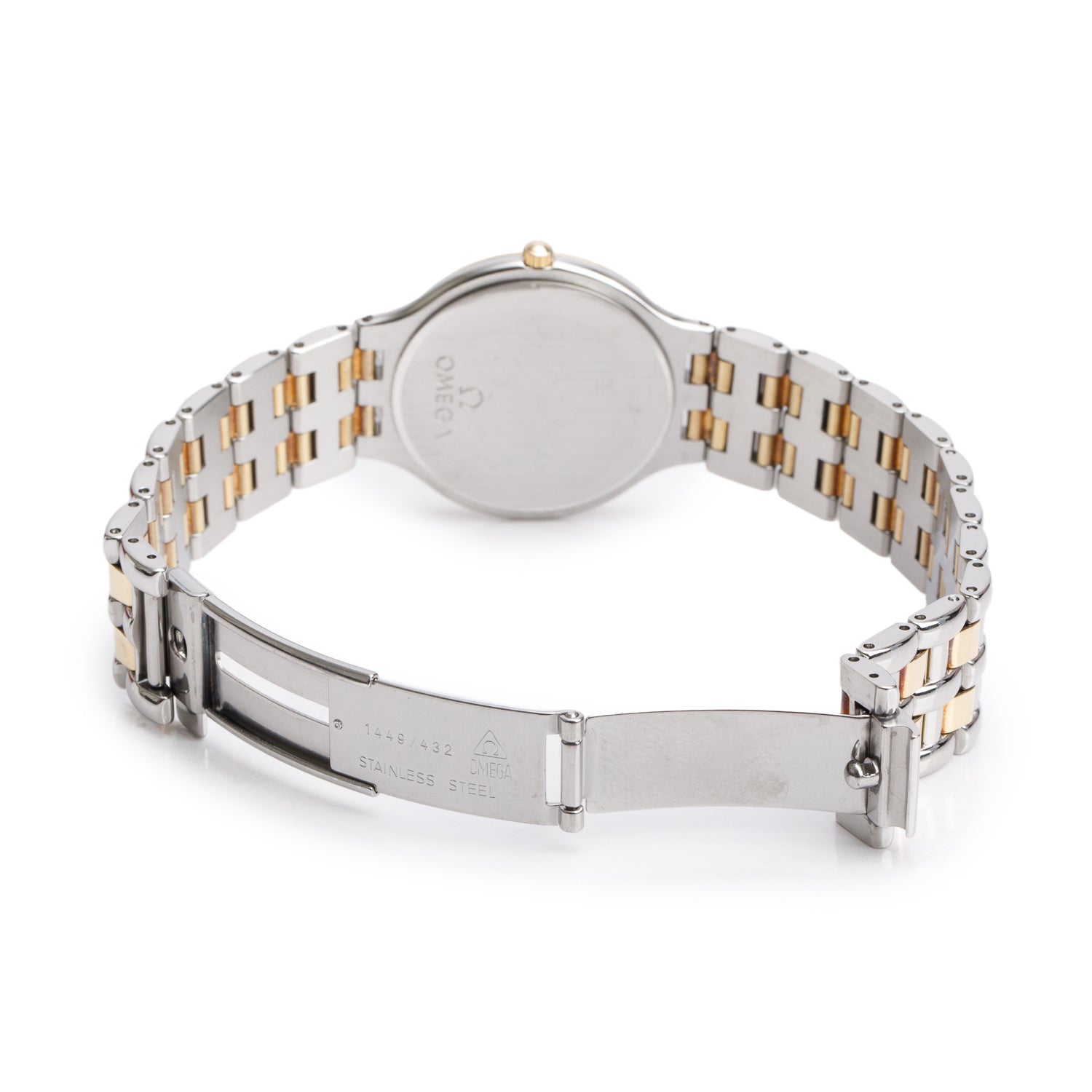 Omega Vintage Stainless Steel & 18k Yellow Gold De Ville Symbol 32 MM Quartz Watch Gold Dial