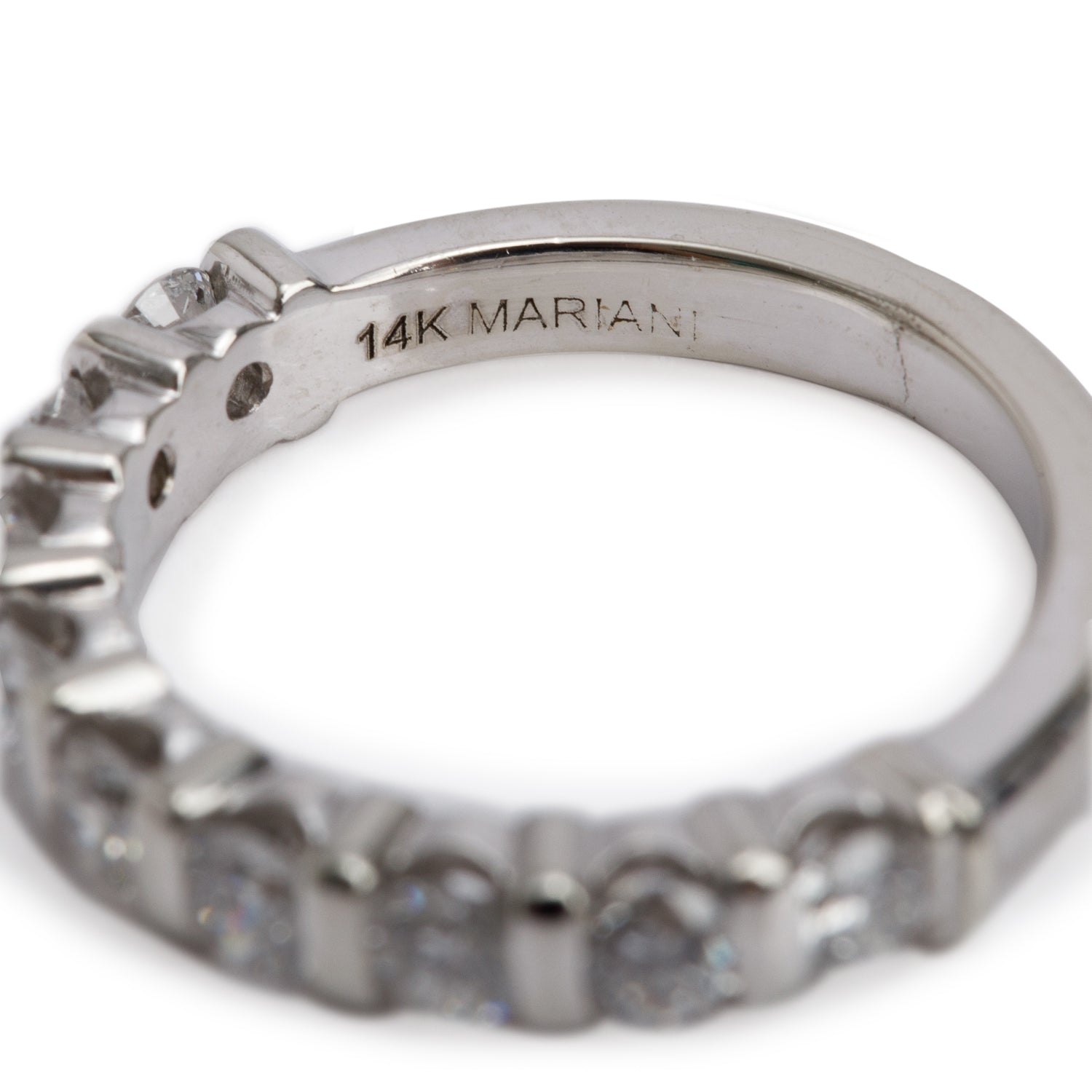 14k White Gold 0.72 tcw. Diamond Half Eternity Wedding Band Ring, Size 4.25
