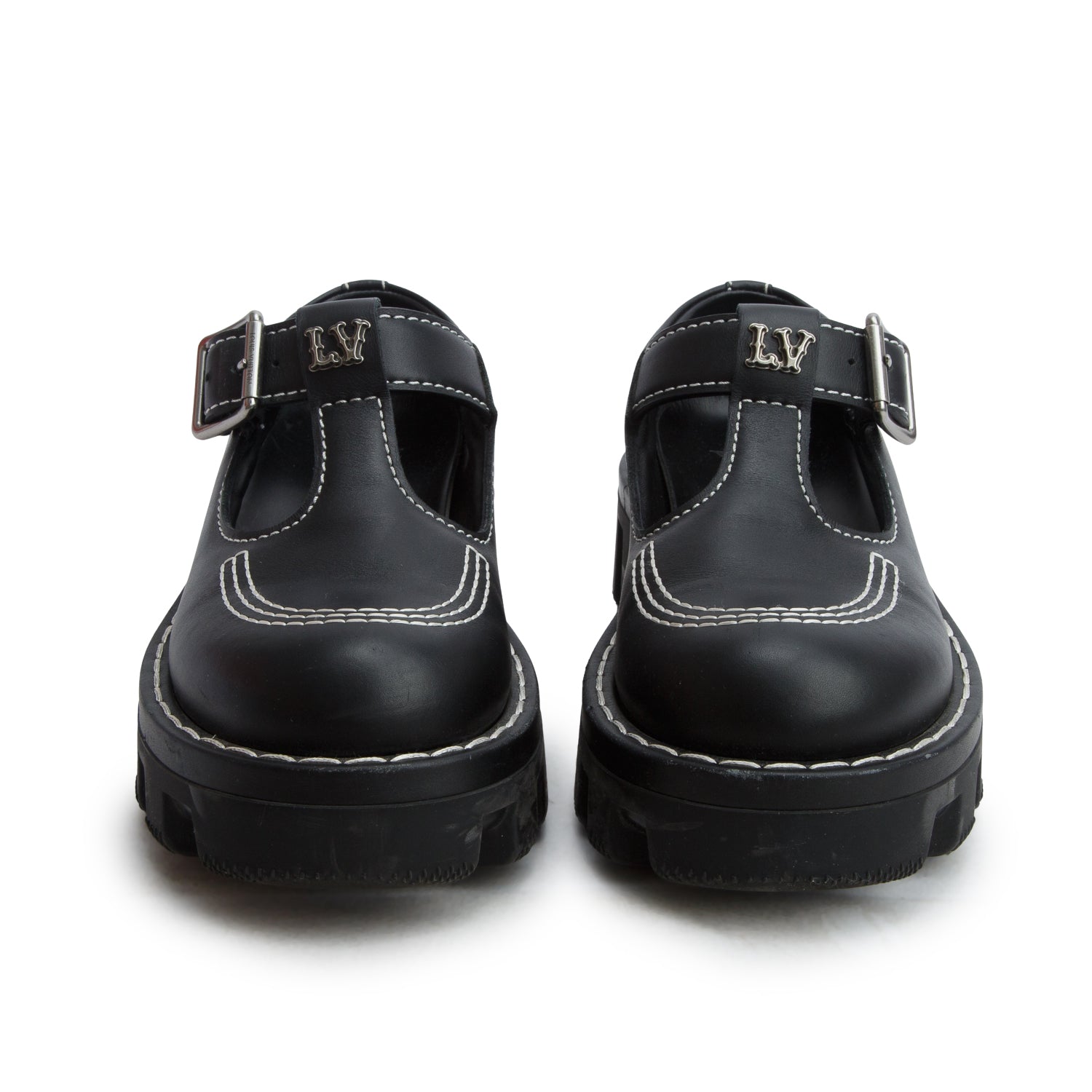 Louis Vuitton 2023 Black Calfskin LV Checker Mary Jane Shoes, Kid's Size 3 w/ Box