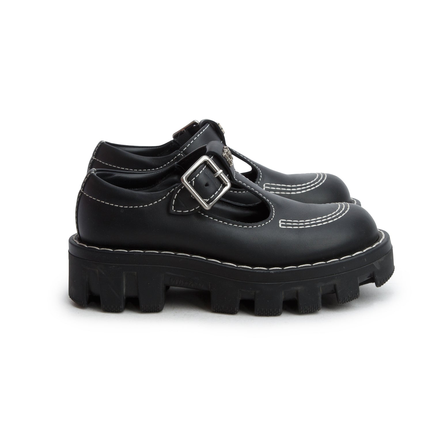 Louis Vuitton 2023 Black Calfskin LV Checker Mary Jane Shoes, Kid's Size 3 w/ Box
