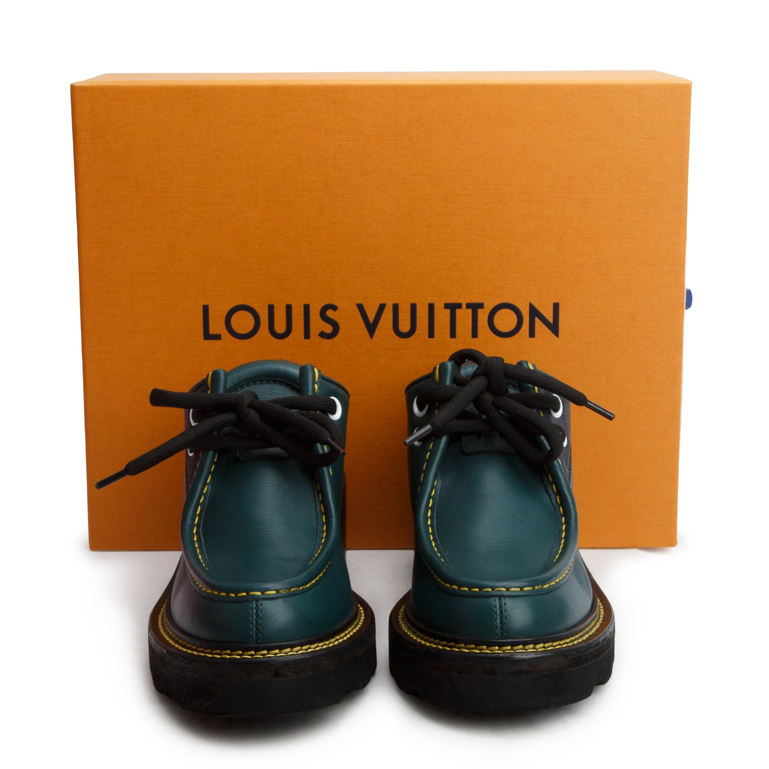 Louis Vuitton Green Calfskin Beaubourg Platform Derby Shoes, Women's Size 37.5 w/ Box