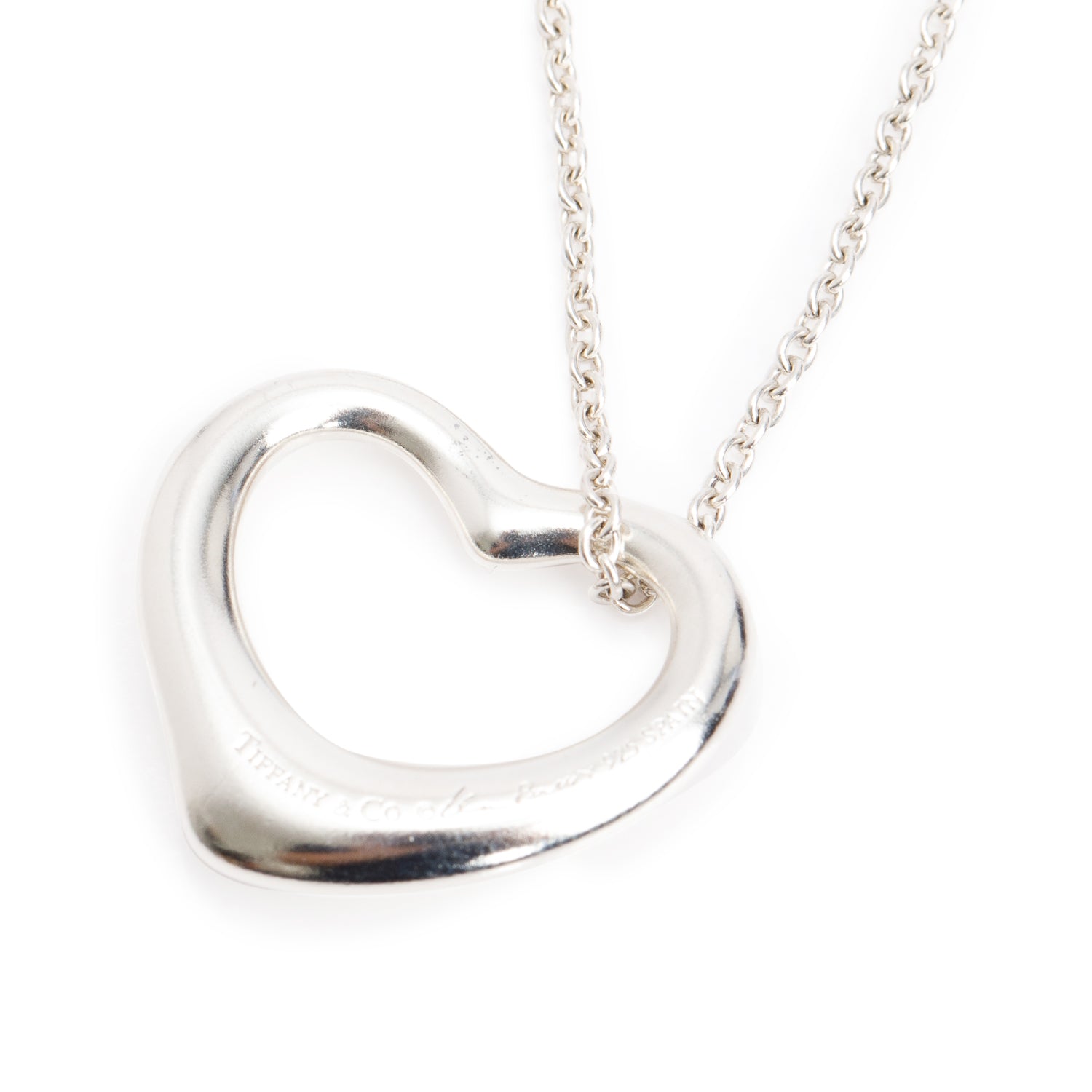 Tiffany & Co. Elsa Peretti Sterling Silver Open Heart Pendant Necklace, 22 MM