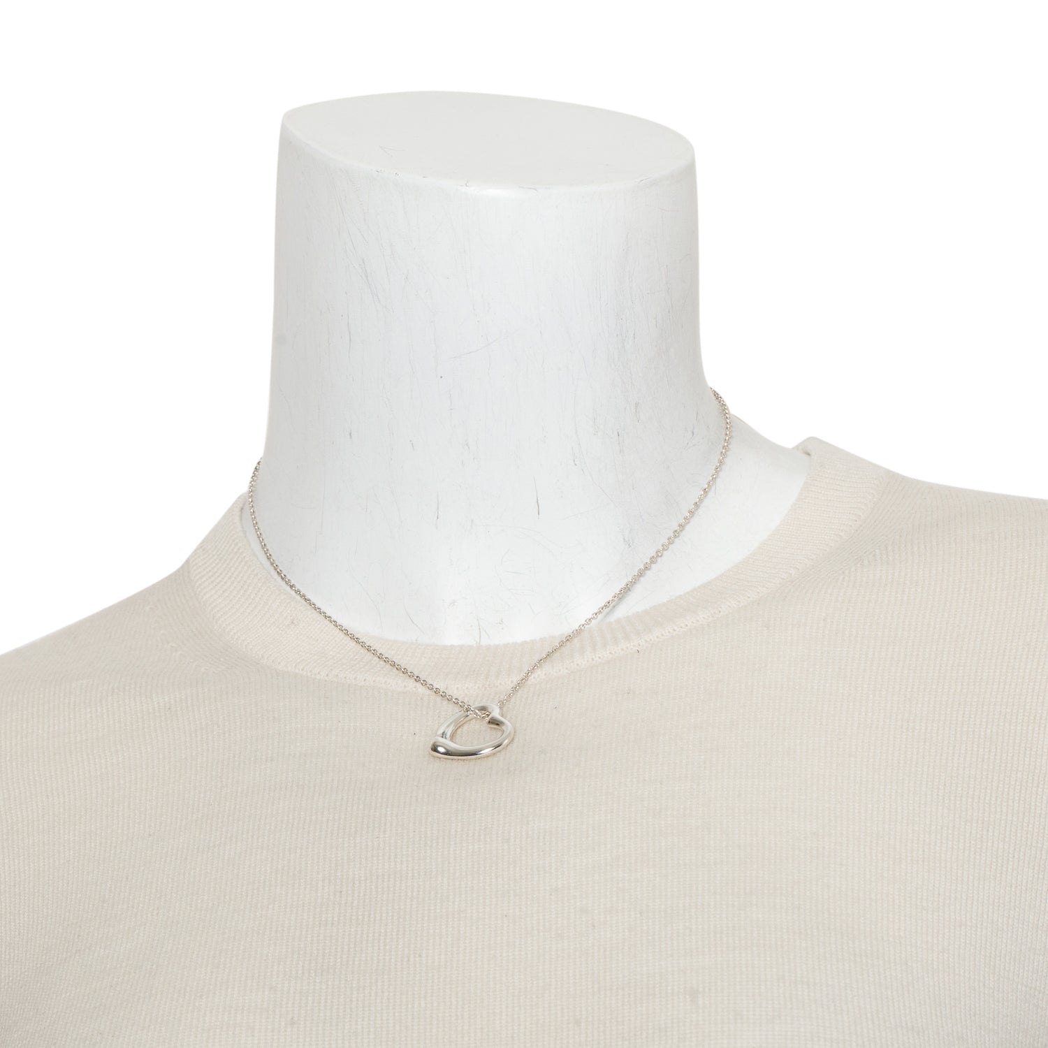 Tiffany & Co. Elsa Peretti Sterling Silver Open Heart Pendant Necklace, 22 MM