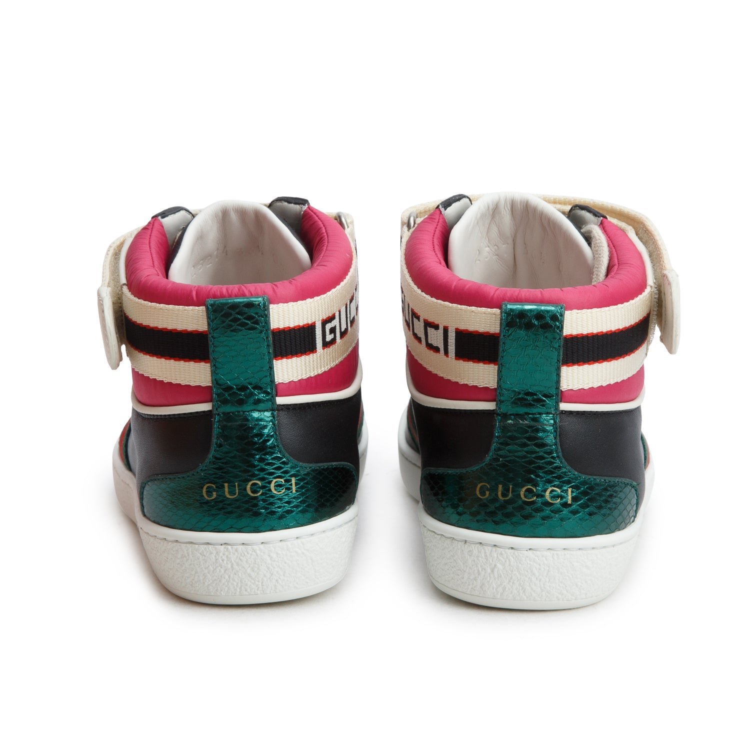 Gucci Black Miro Soft Calfskin Stripe Ace High Top Sneakers, Women's Size 36.5 w/ Box