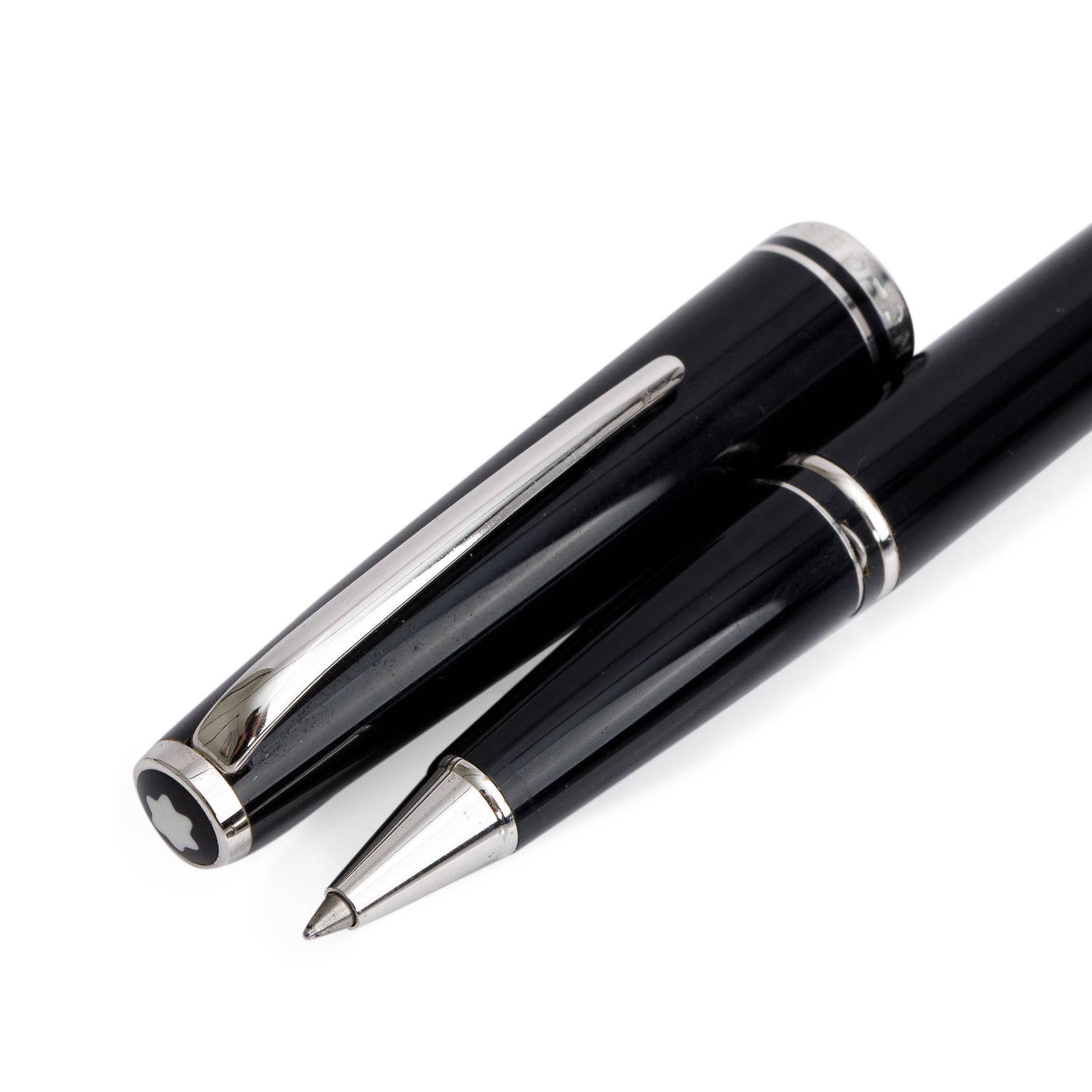 Montblanc Platinum Coated Meisterstuck Black Resin Pix Rollerball Pen