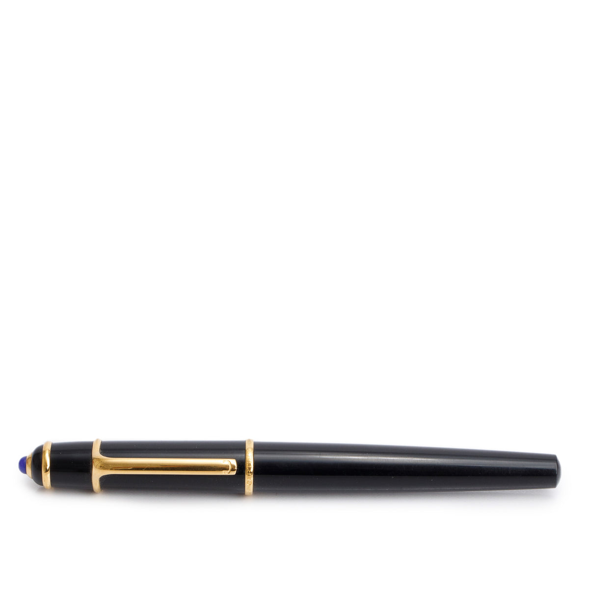 Cartier Gold Plated Black Resin Diabolo De Cartier Fountain Pen