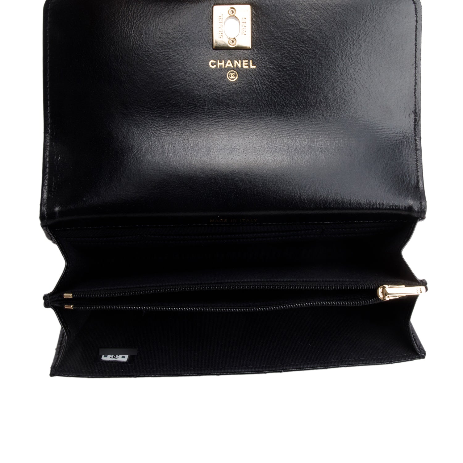 Chanel 2024 Black Quilted Crumpled Lambskin Pearl Top Handle Wallet on Chain w/ Box & Receipt