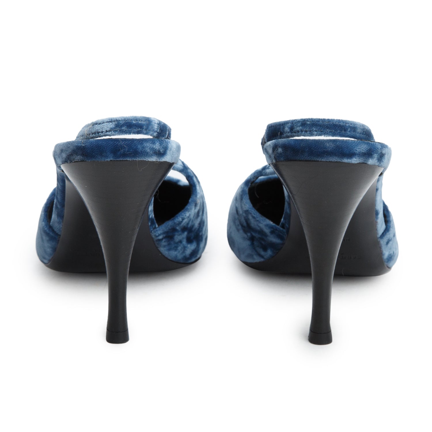 Saint Laurent Blue Velvet Tom 90 Dream Slingback Pumps, Women's Size 37