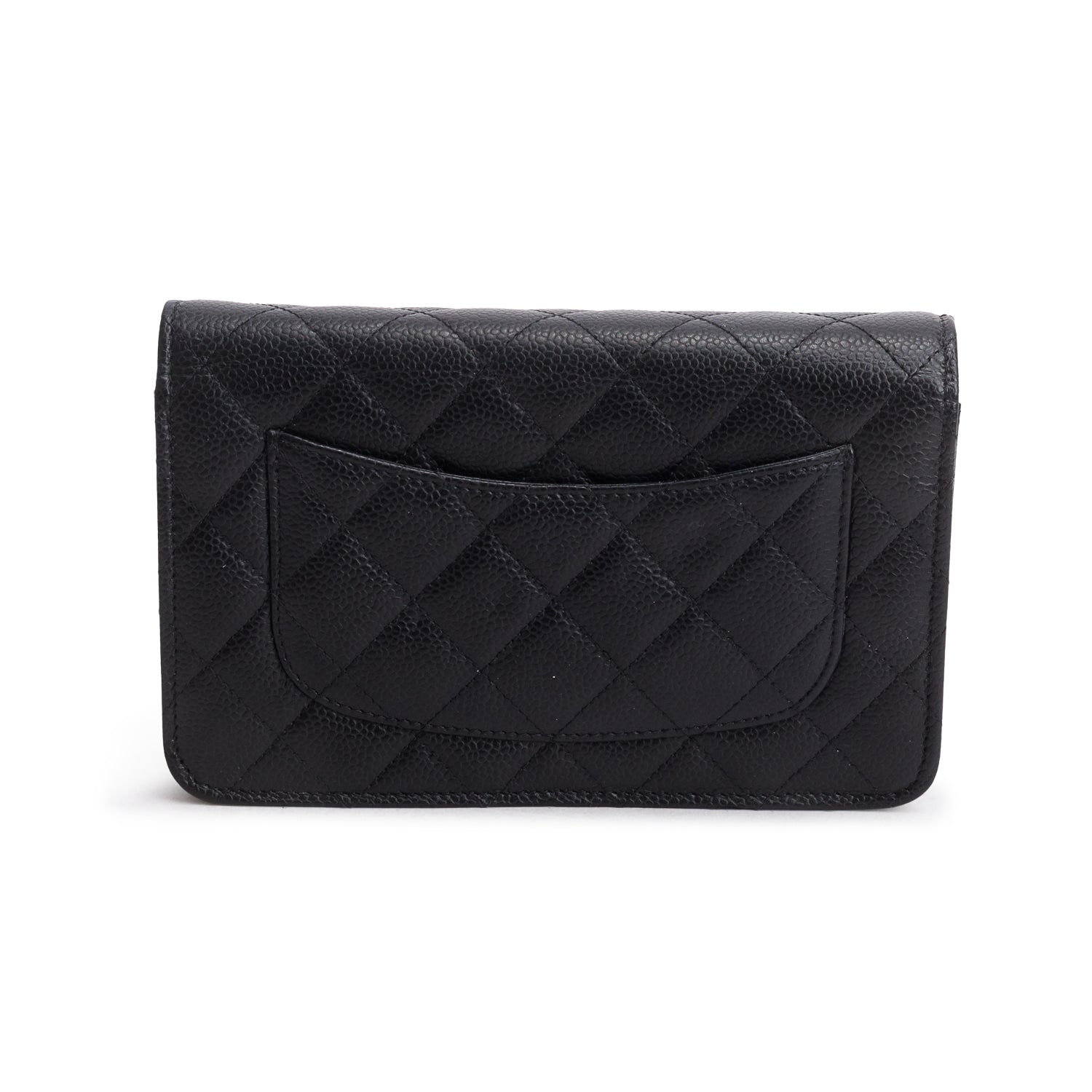 Chanel Black Caviar Quilted Classic Wallet on Chain w/ Box