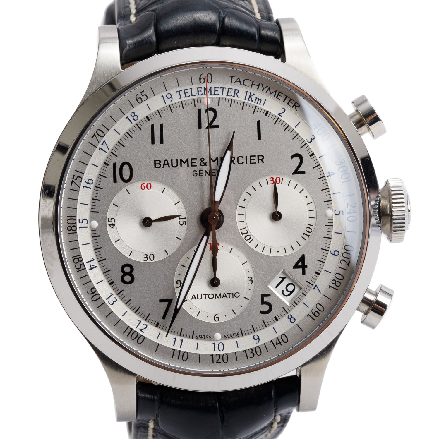 Baume & Mercier Stainless Steel Capeland 44 MM Automatic Chronograph Watch Silver Dial M0A10063 w/ Box & Papers