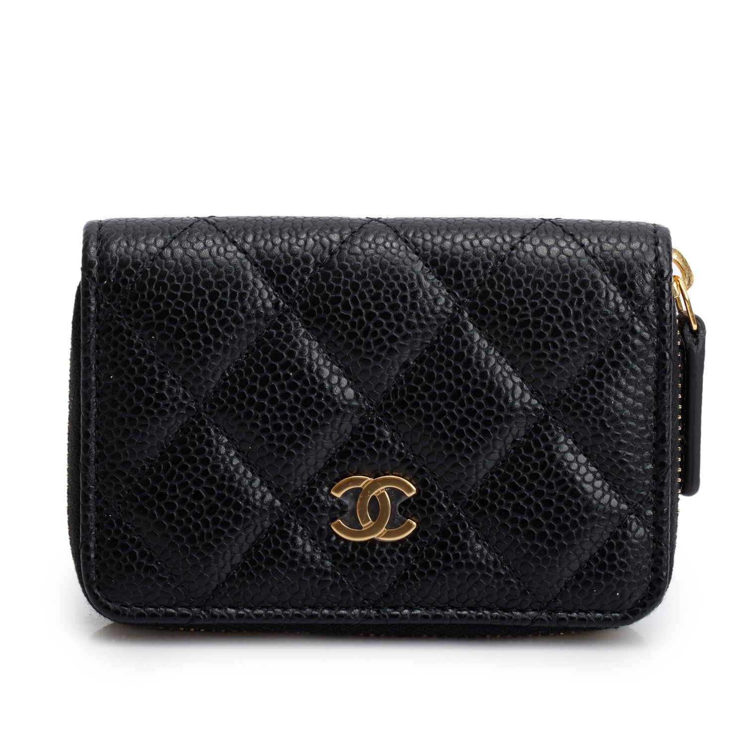 Chanel 2021 Black Caviar Leather Classic Zipped Coin Purse w/ Box & Receipt