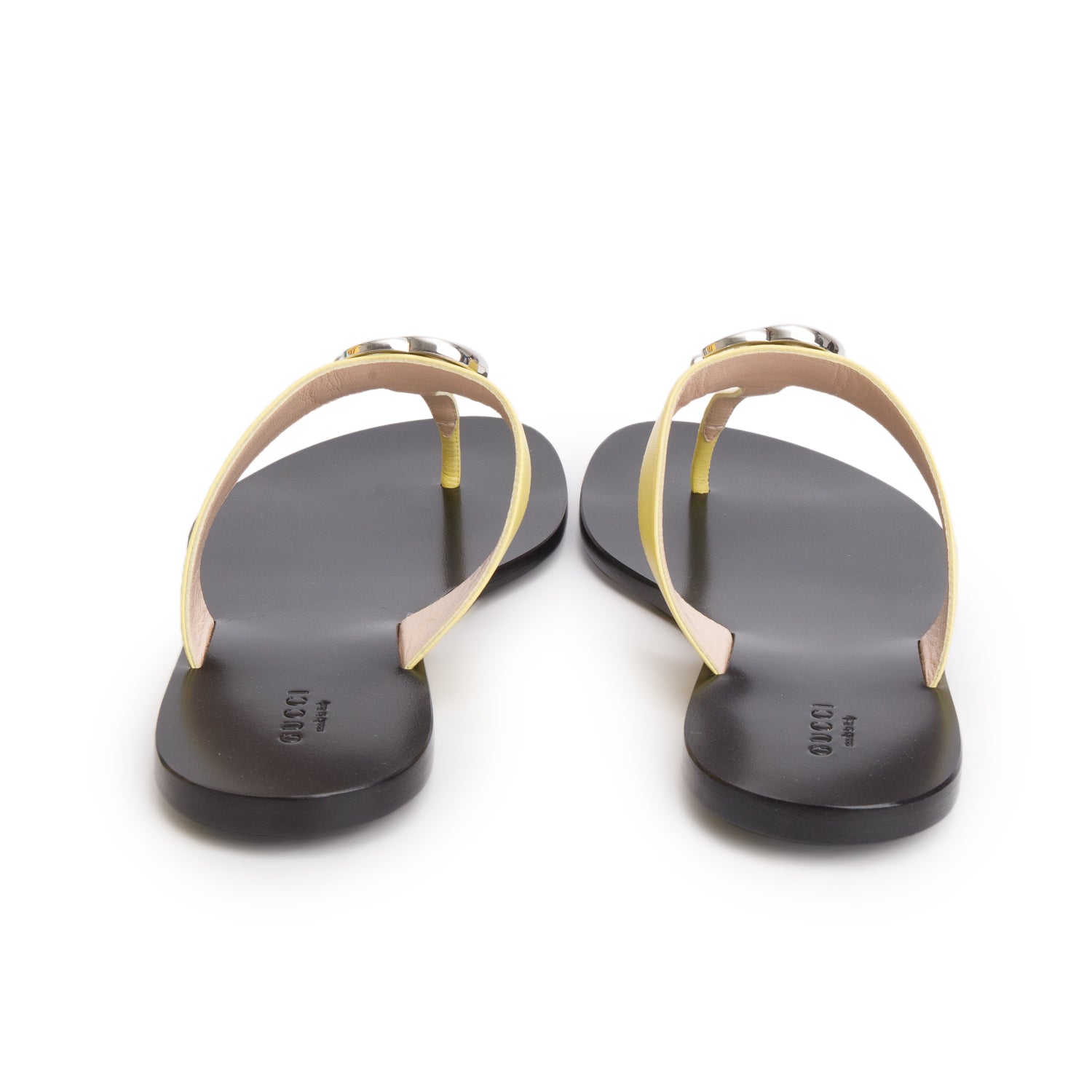 Gucci Yellow Calfskin GG Marmont Thong Sandals, Women's Size 38 w/ Box