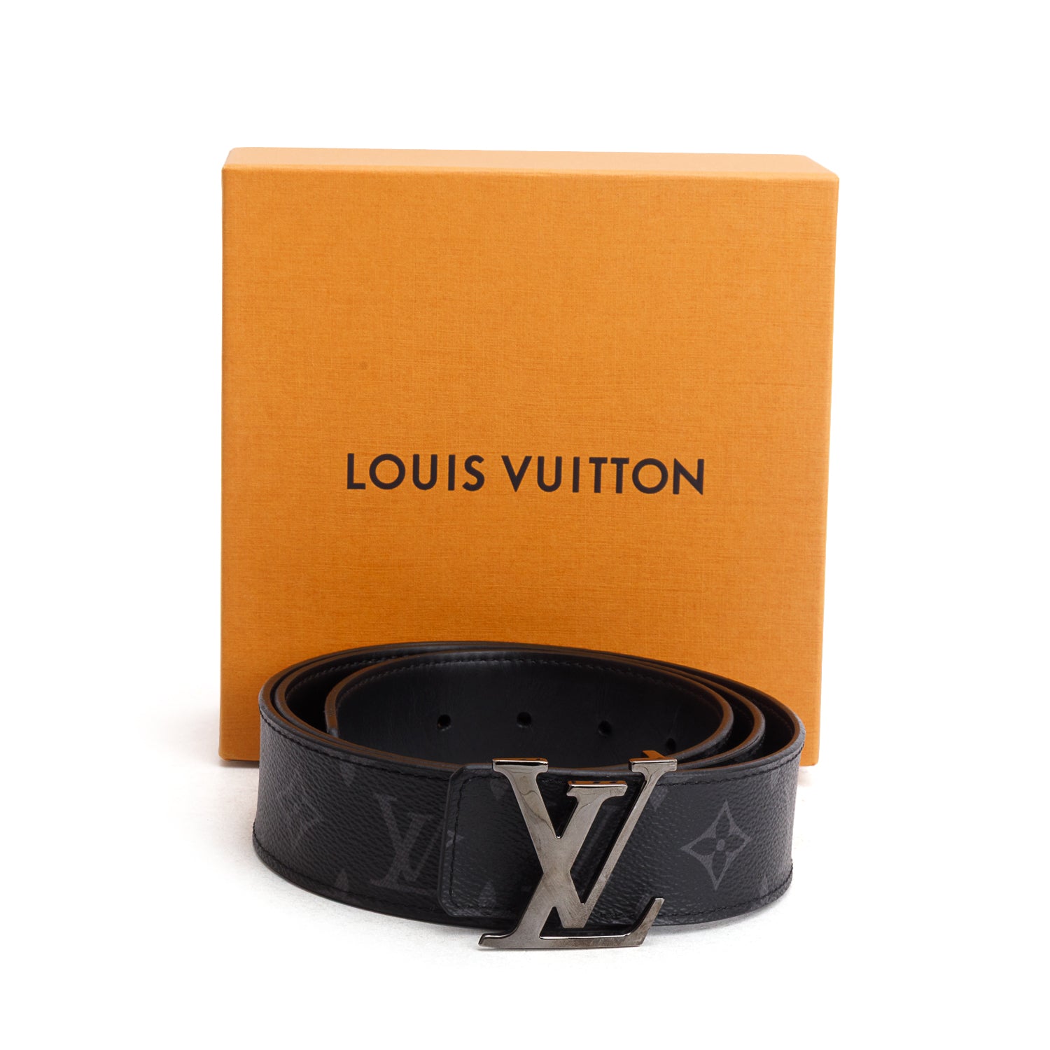 Louis Vuitton Monogram Eclipse LV Initials Reversible Belt, 100 40 w/ Box & Receipt