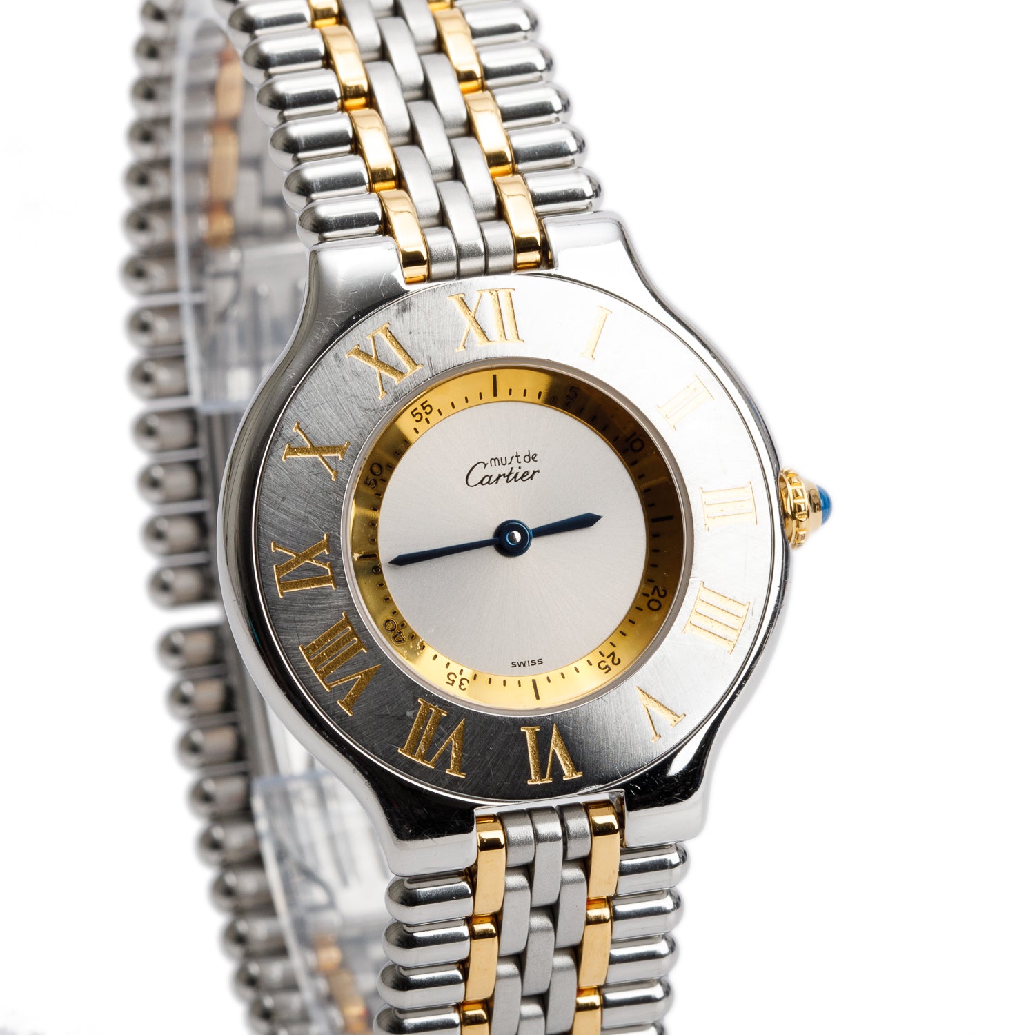 Cartier Stainless Steel & 18k Yellow Gold Plated Must de Cartier 21 31 MM Watch 1330 w/ Box & Papers