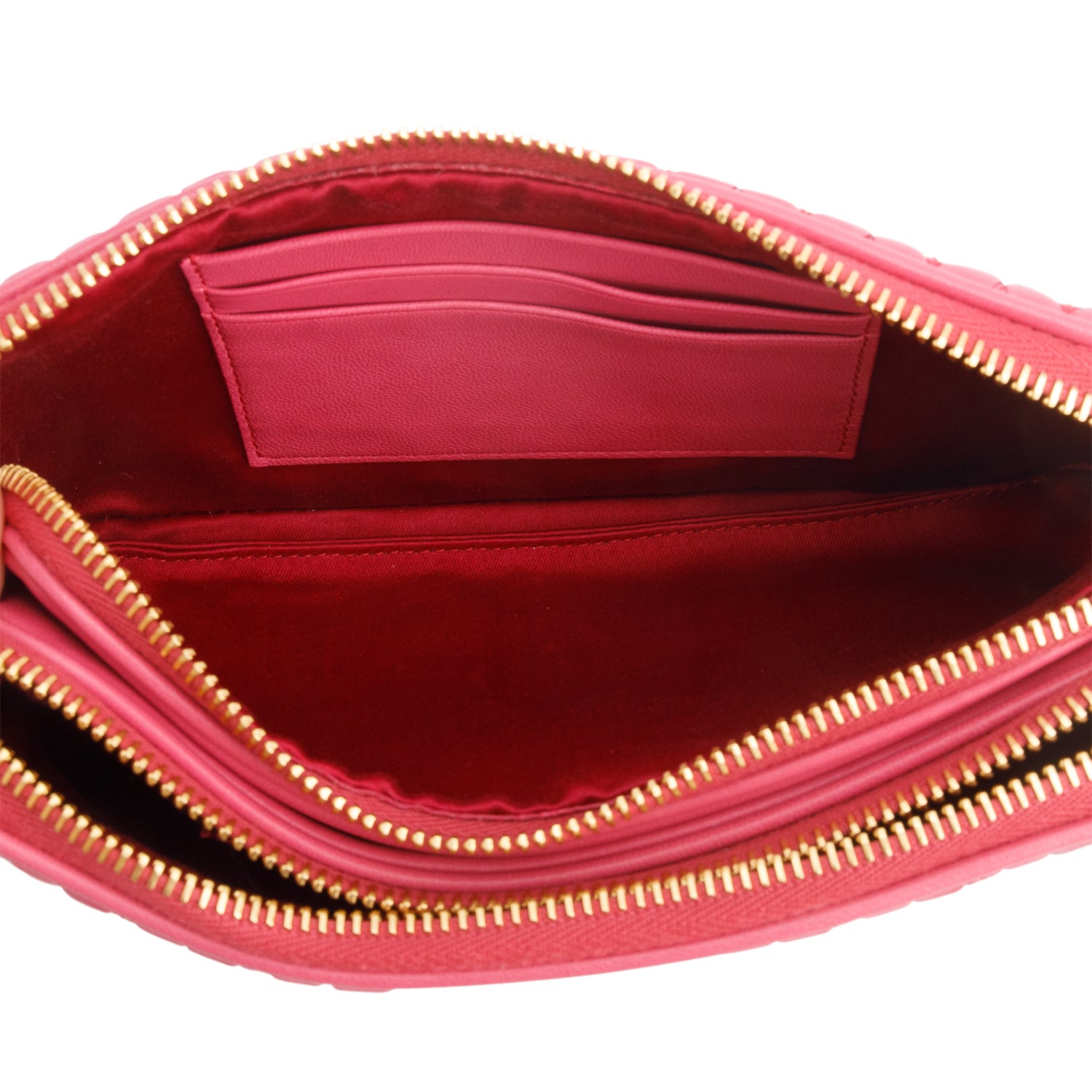Miu Miu Pink Matelasse Leather Mini Double Zip Crossbody Bag w/ Authenticity Card