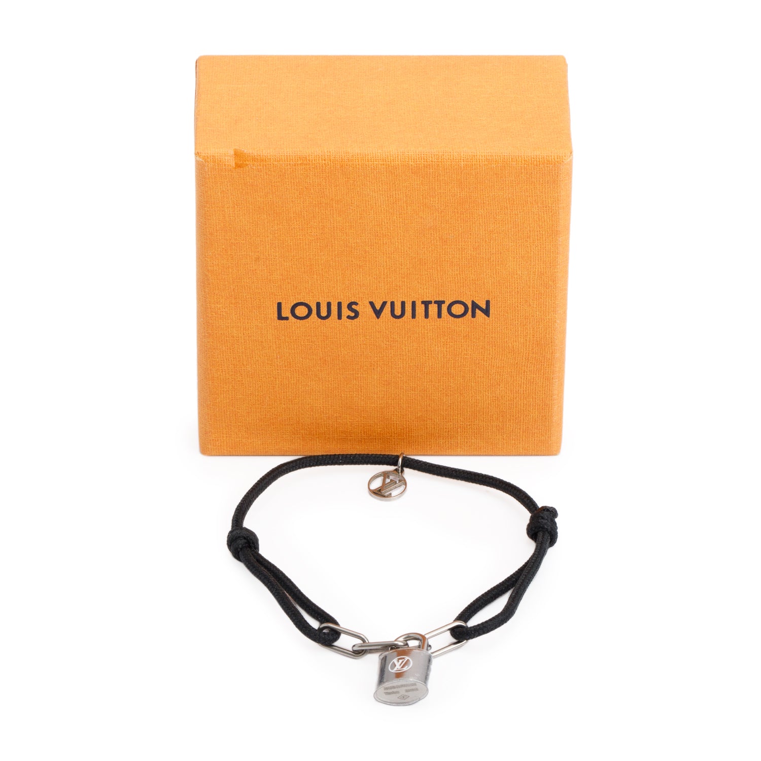 Louis Vuitton X Virgil Abloh Titanium Lockit Black Cord Charm Bracelet w/ Box
